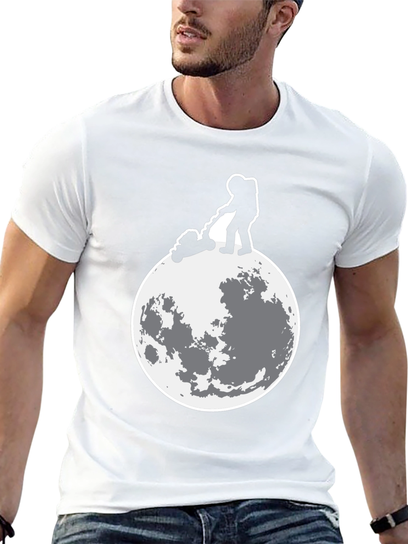 Astronaut Moon Mowing Graphic Tee