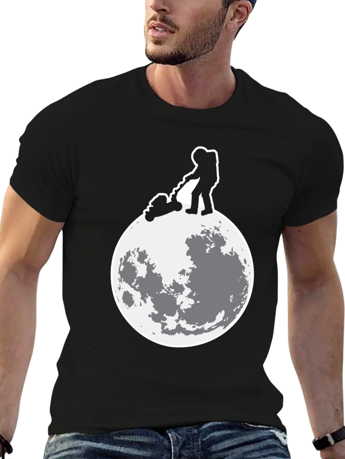 Astronaut Moon Mowing Graphic Tee
