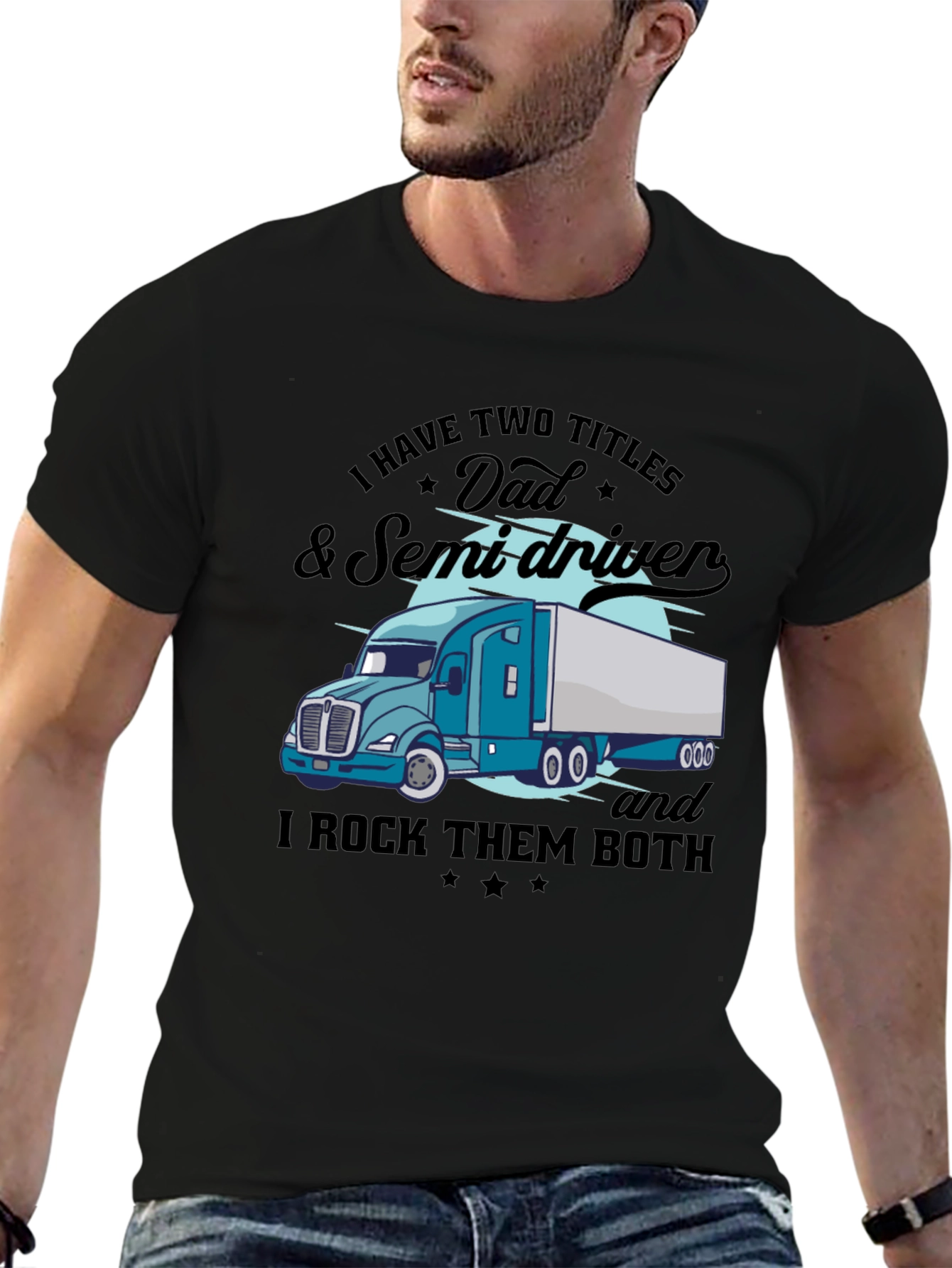 Dad & Semi Driver Black Graphic T-Shirt