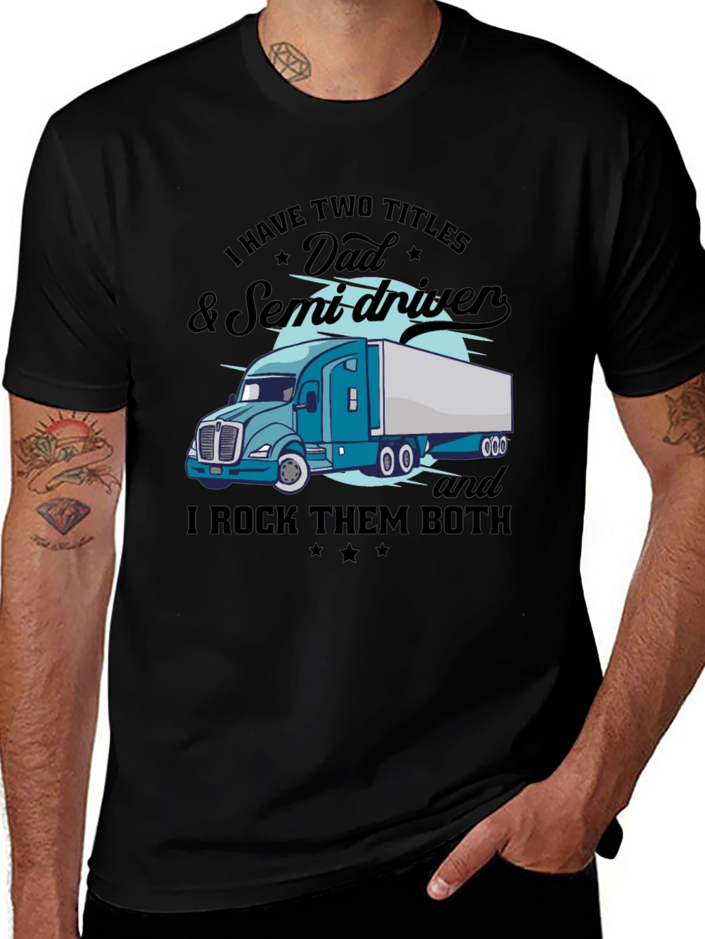 Dad & Semi Driver Black Graphic T-Shirt