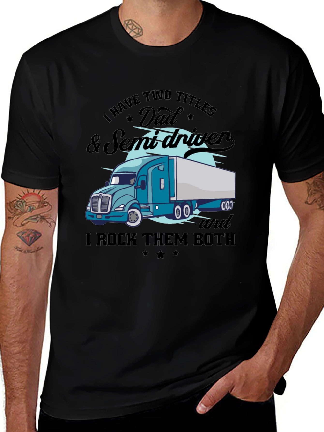 Dad & Semi Driver Black Graphic T-Shirt
