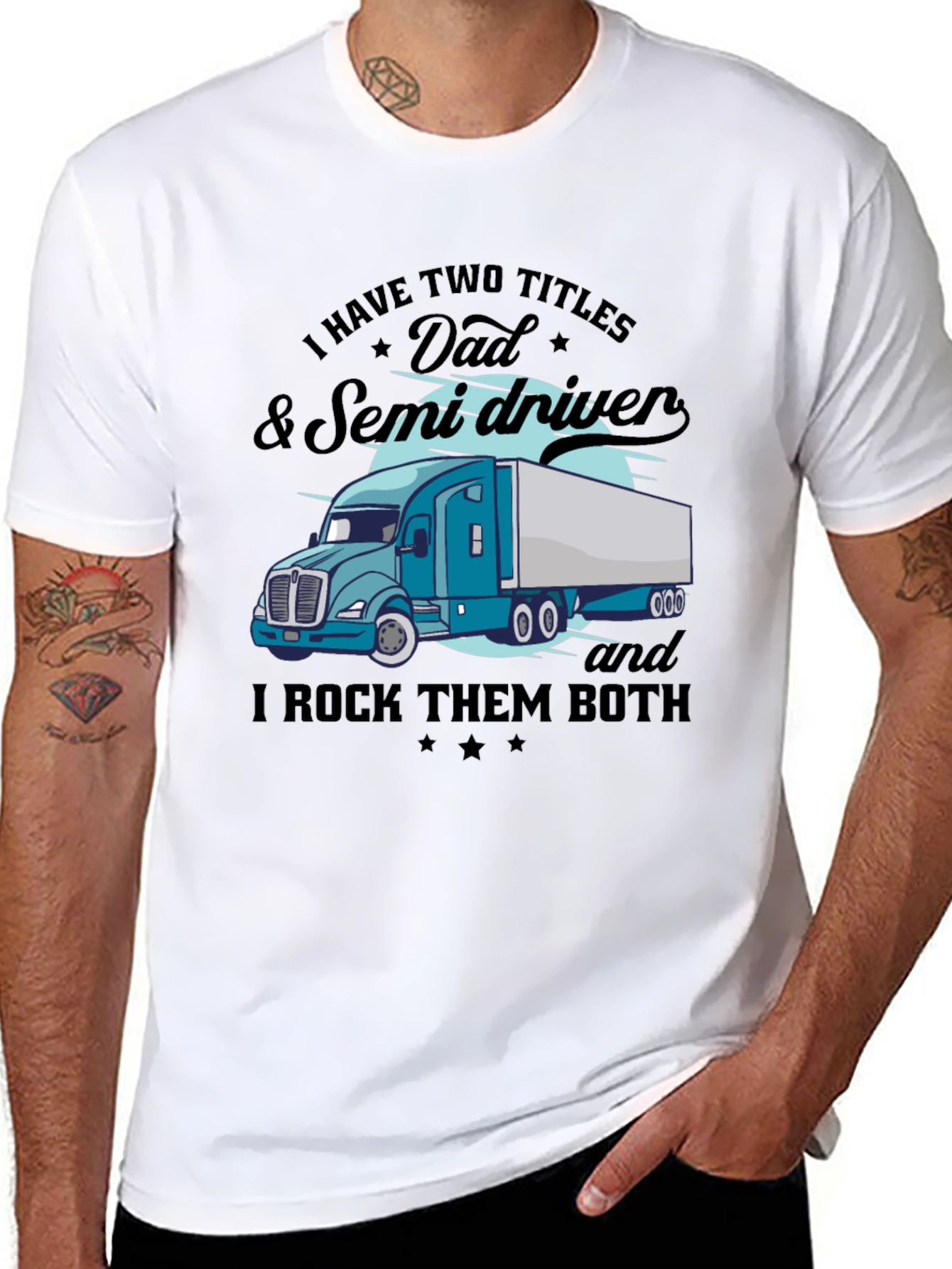 Dad & Semi Driver Black Graphic T-Shirt