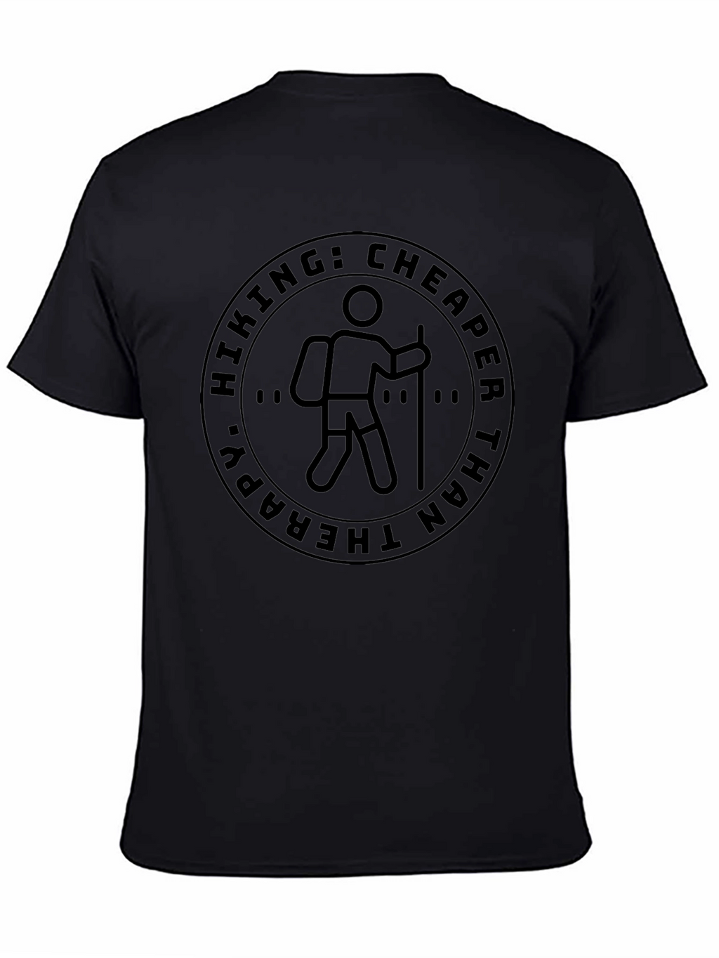 Hiking: Cheaper Than Therapy Black T-Shirt