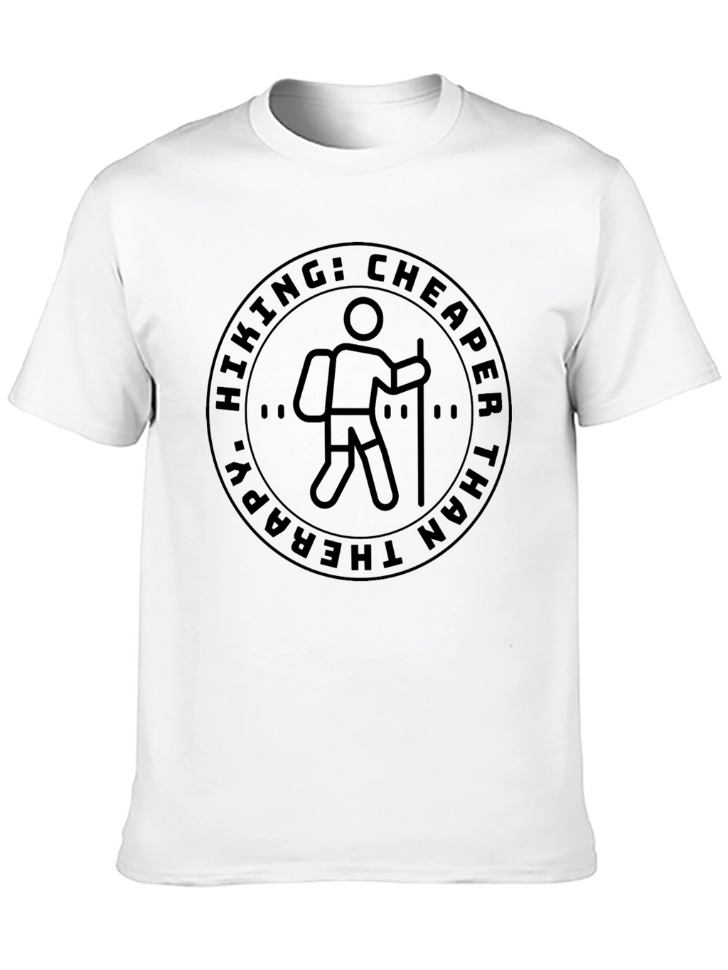 Hiking: Cheaper Than Therapy Black T-Shirt