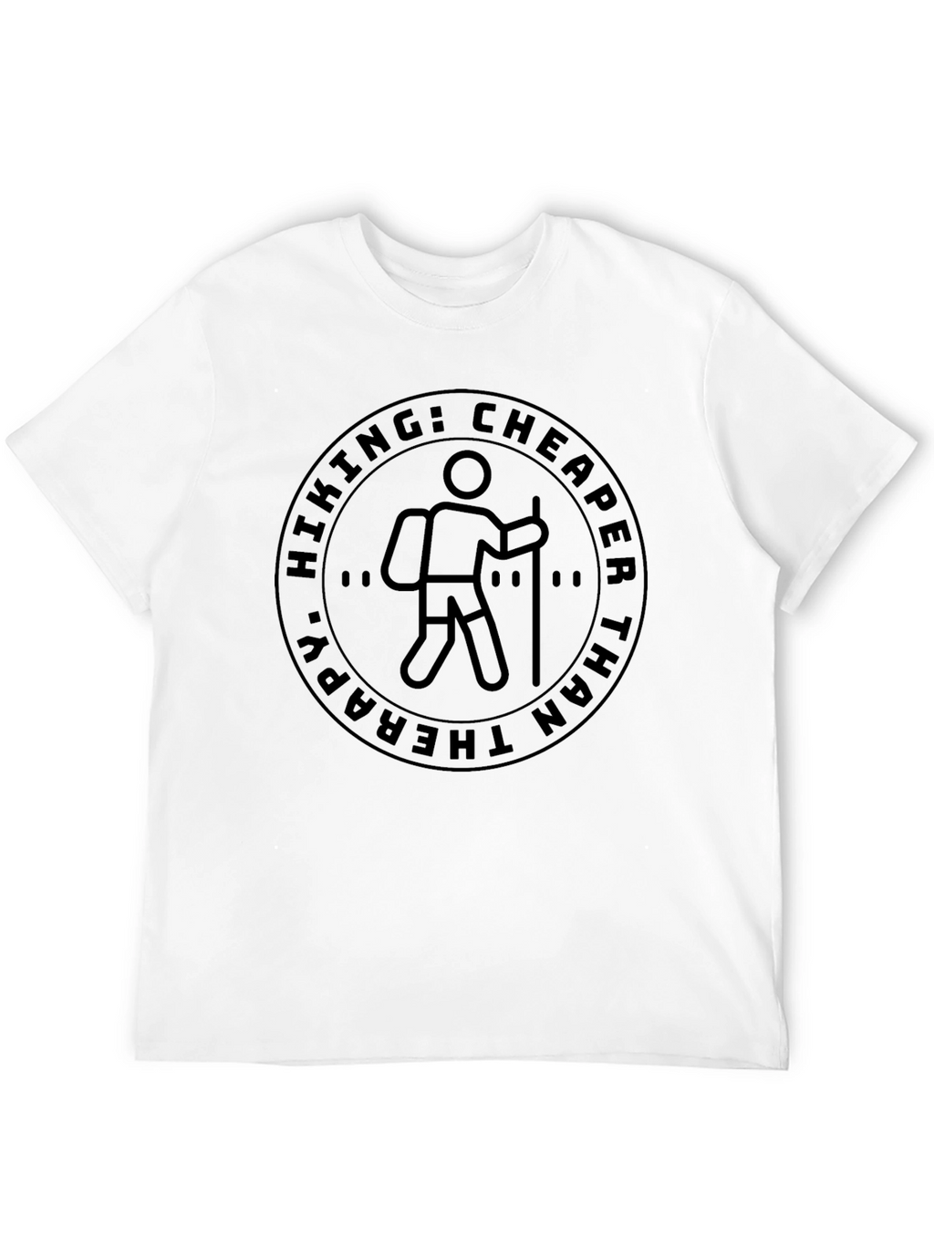 Hiking: Cheaper Than Therapy Black T-Shirt