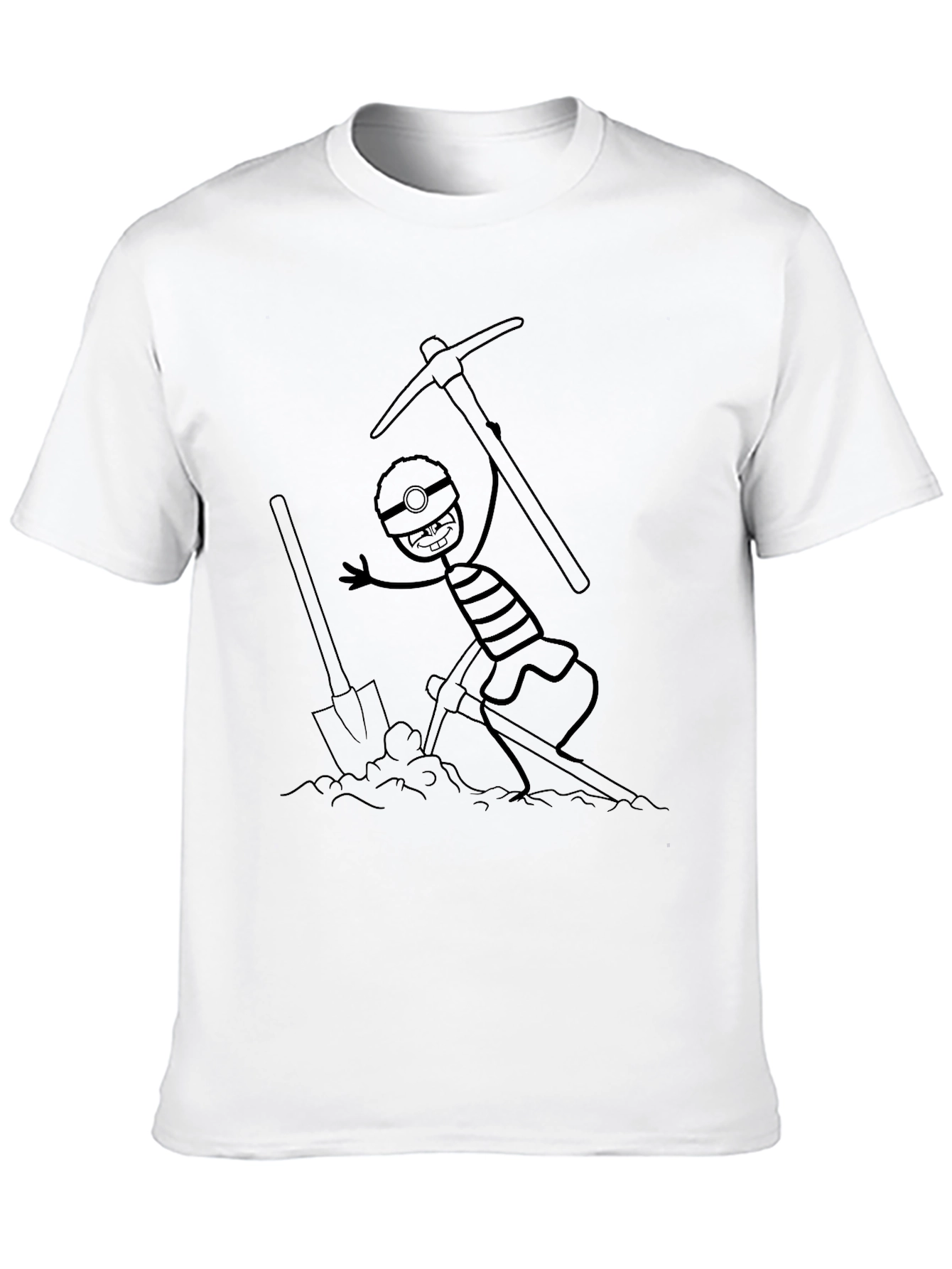 Miner Cartoon Graphic Black T-Shirt