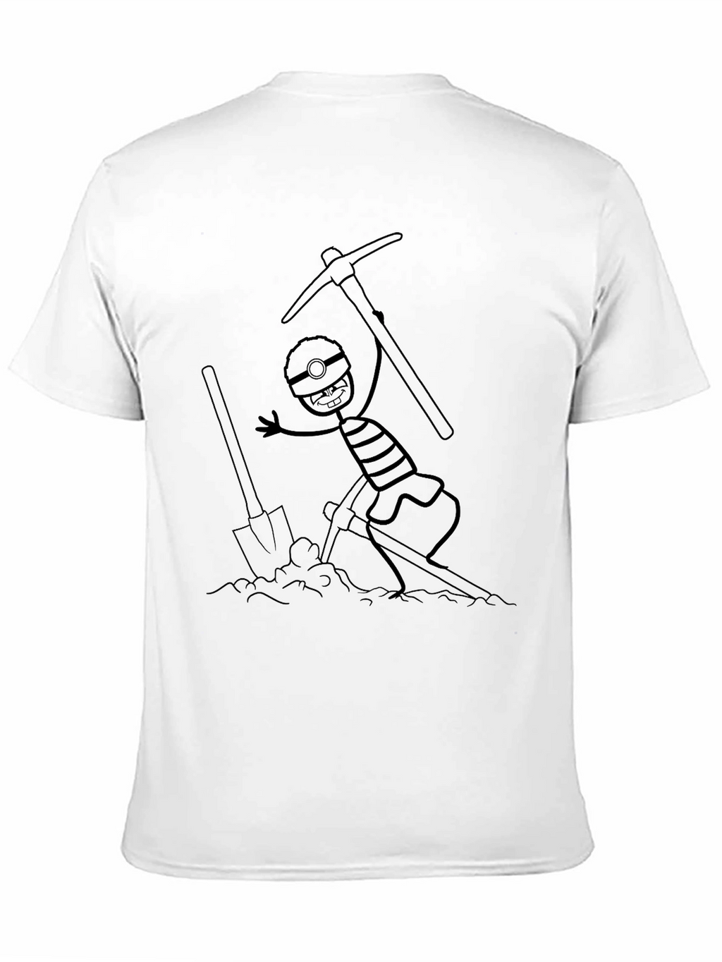 Miner Cartoon Graphic Black T-Shirt