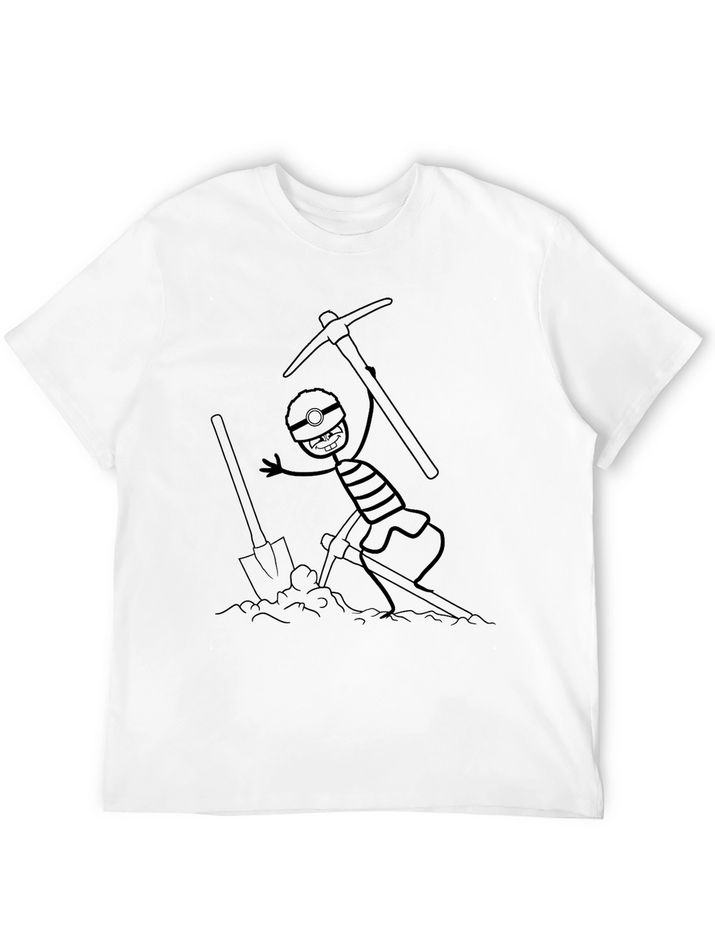 Miner Cartoon Graphic Black T-Shirt