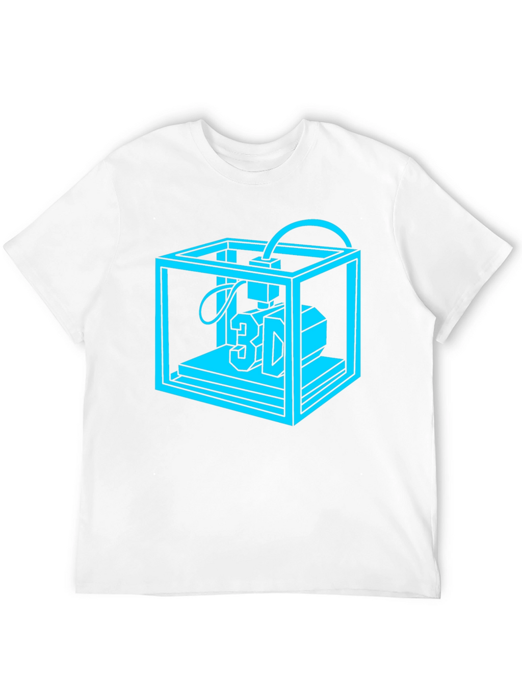 3D Printer Graphic Tee - Black Cotton Casual Shirt