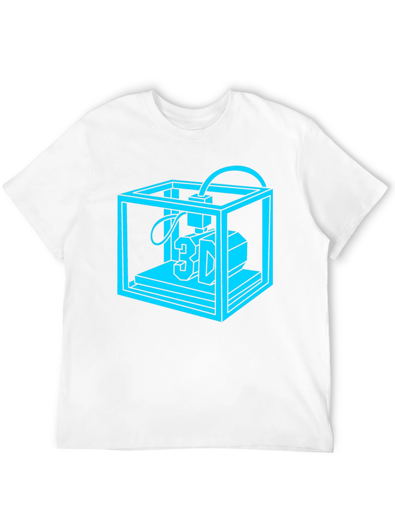 3D Printer Graphic Tee - Black Cotton Casual Shirt