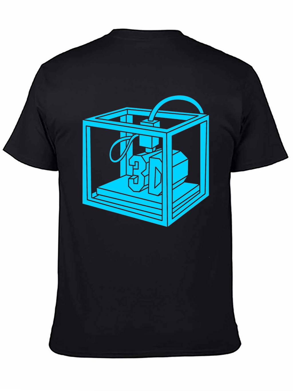 3D Printer Graphic Tee - Black Cotton Casual Shirt