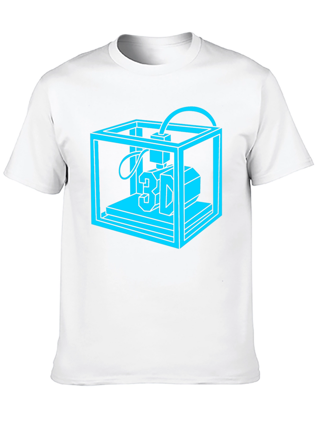 3D Printer Graphic Tee - Black Cotton Casual Shirt