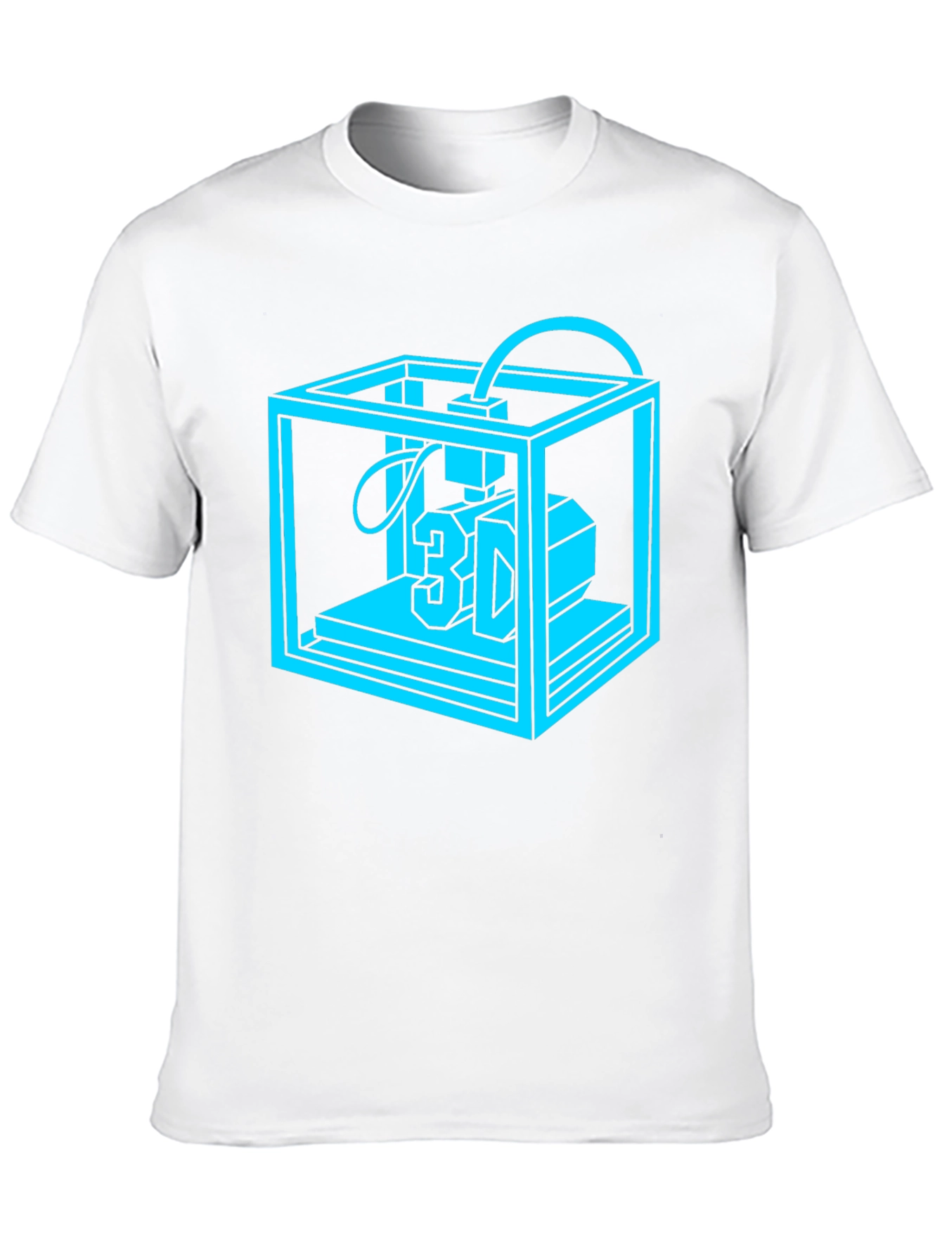 3D Printer Graphic Tee - Black Cotton Casual Shirt