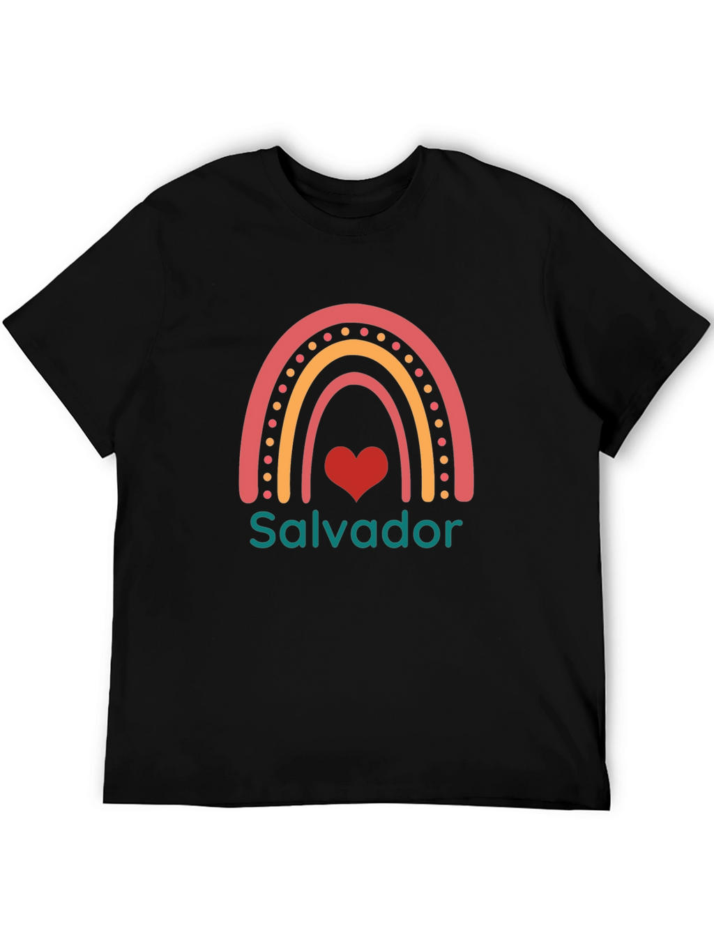 Salvador Rainbow Heart T-Shirt - Black Casual Tee