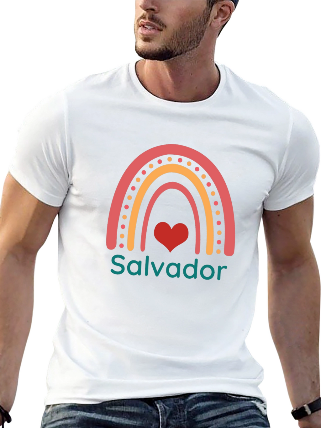 Salvador Rainbow Heart T-Shirt - Black Casual Tee