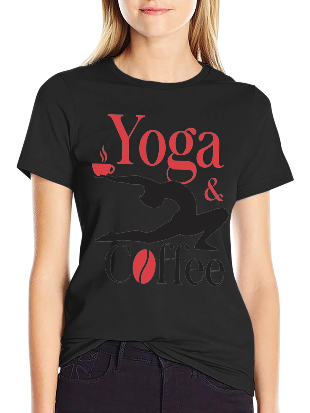 Yoga & Coffee Graphic Tee - Black T-Shirt