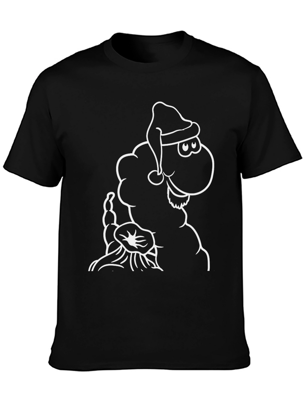 Novelty Cartoon Sheep Santa Hat Graphic Tee