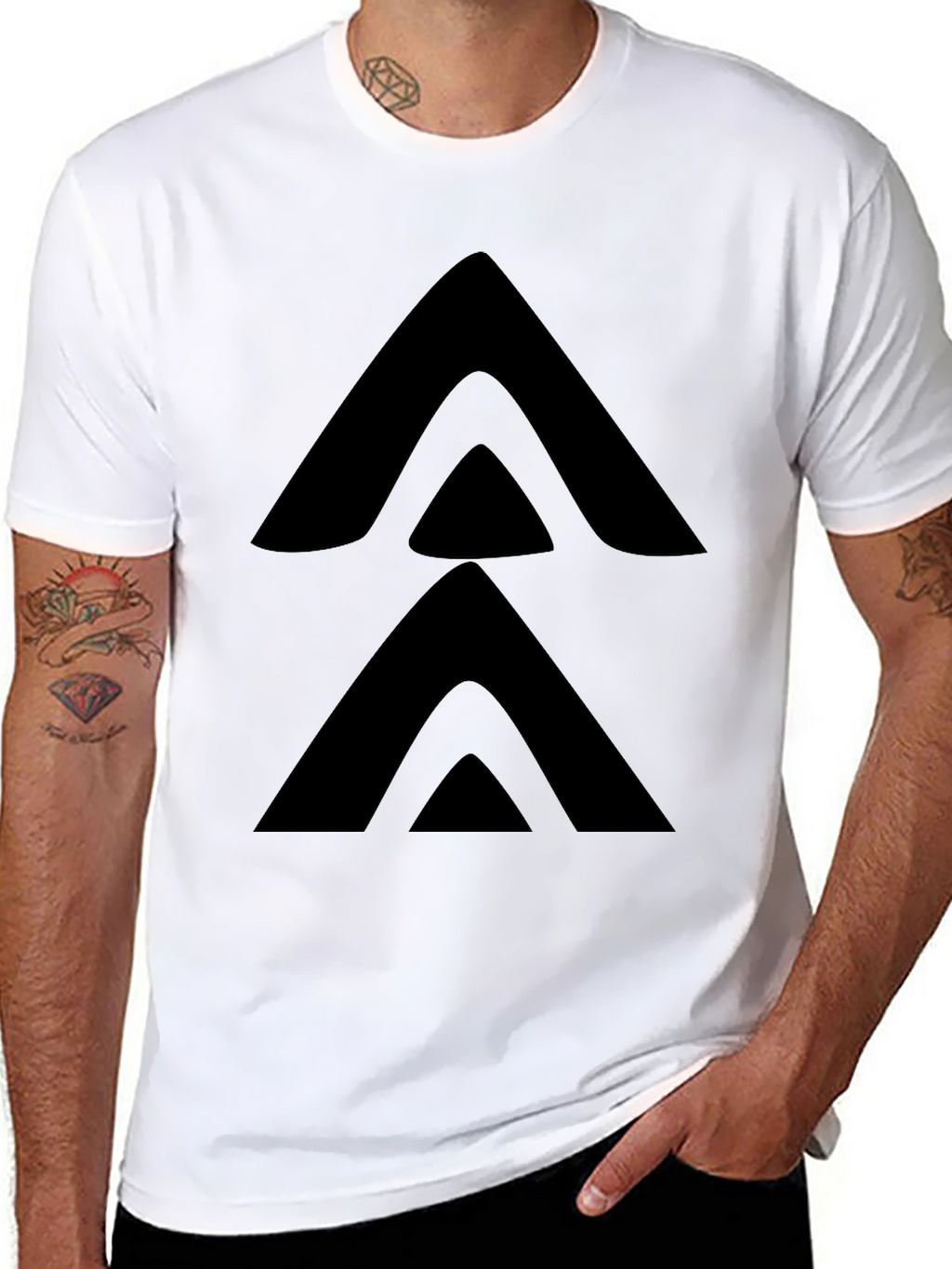 Minimalist Arrow Stack Black T-Shirt
