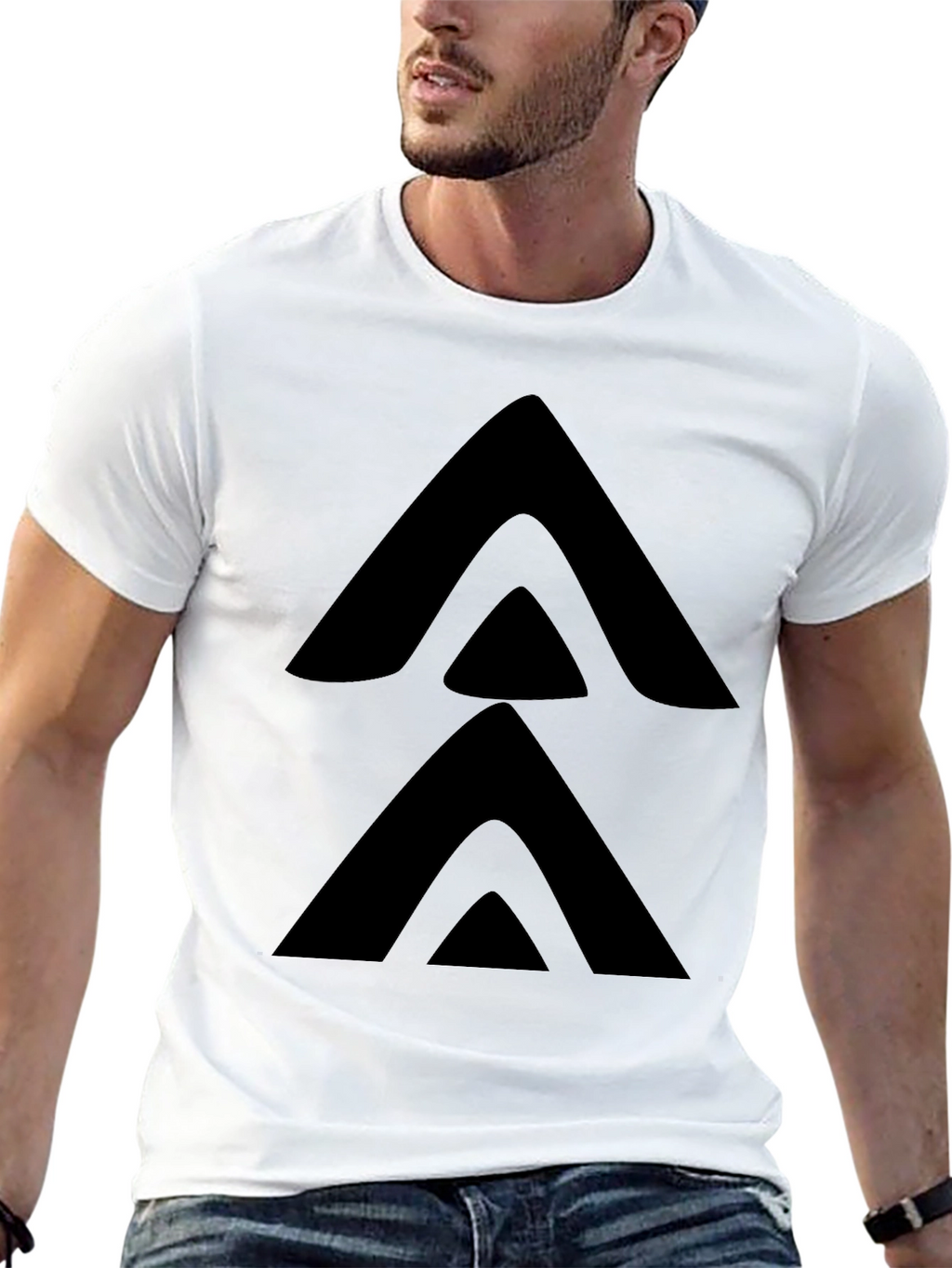 Minimalist Arrow Stack Black T-Shirt