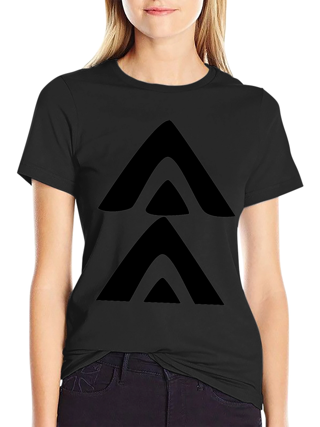 Minimalist Arrow Stack Black T-Shirt
