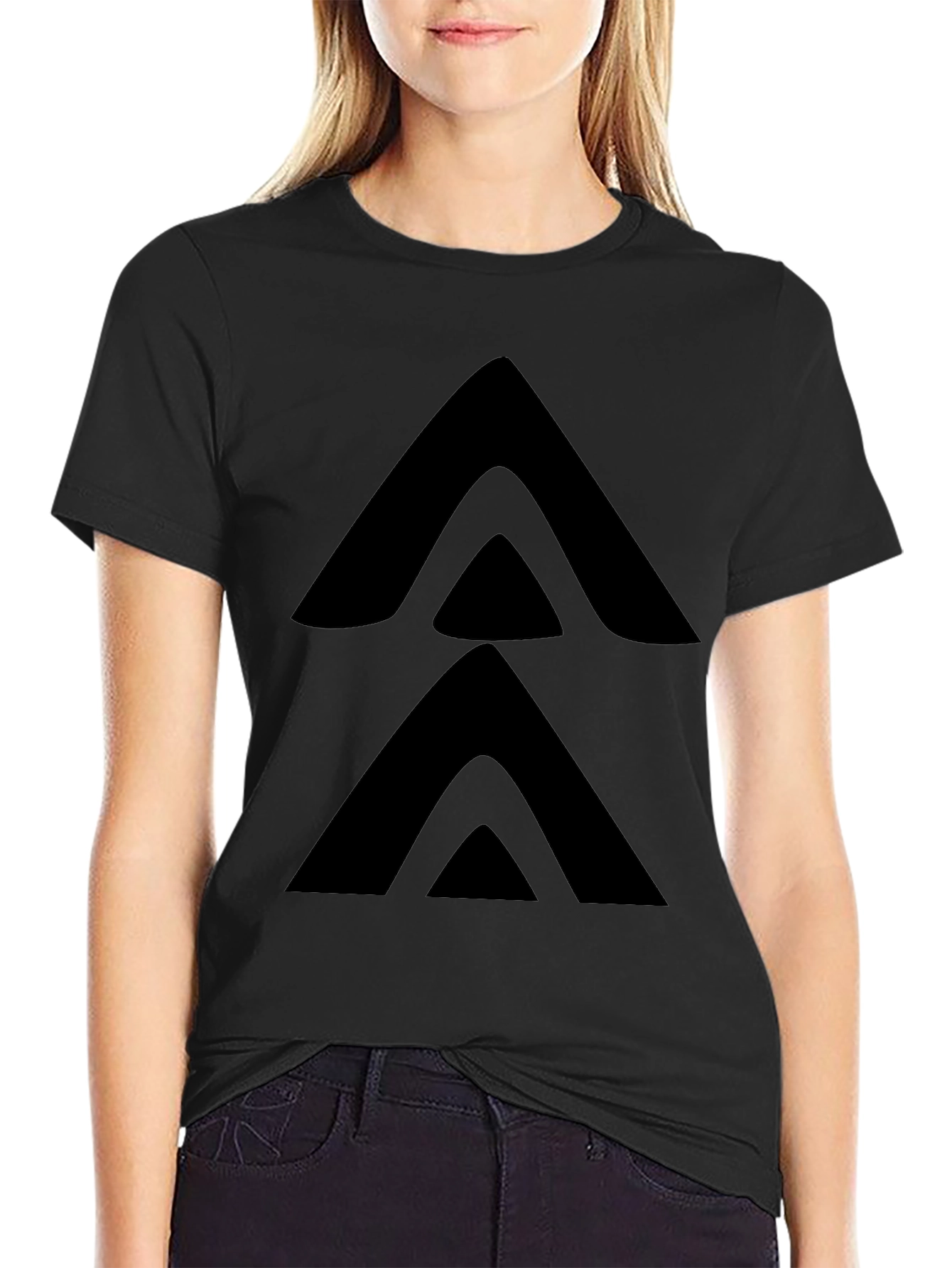 Minimalist Arrow Stack Black T-Shirt