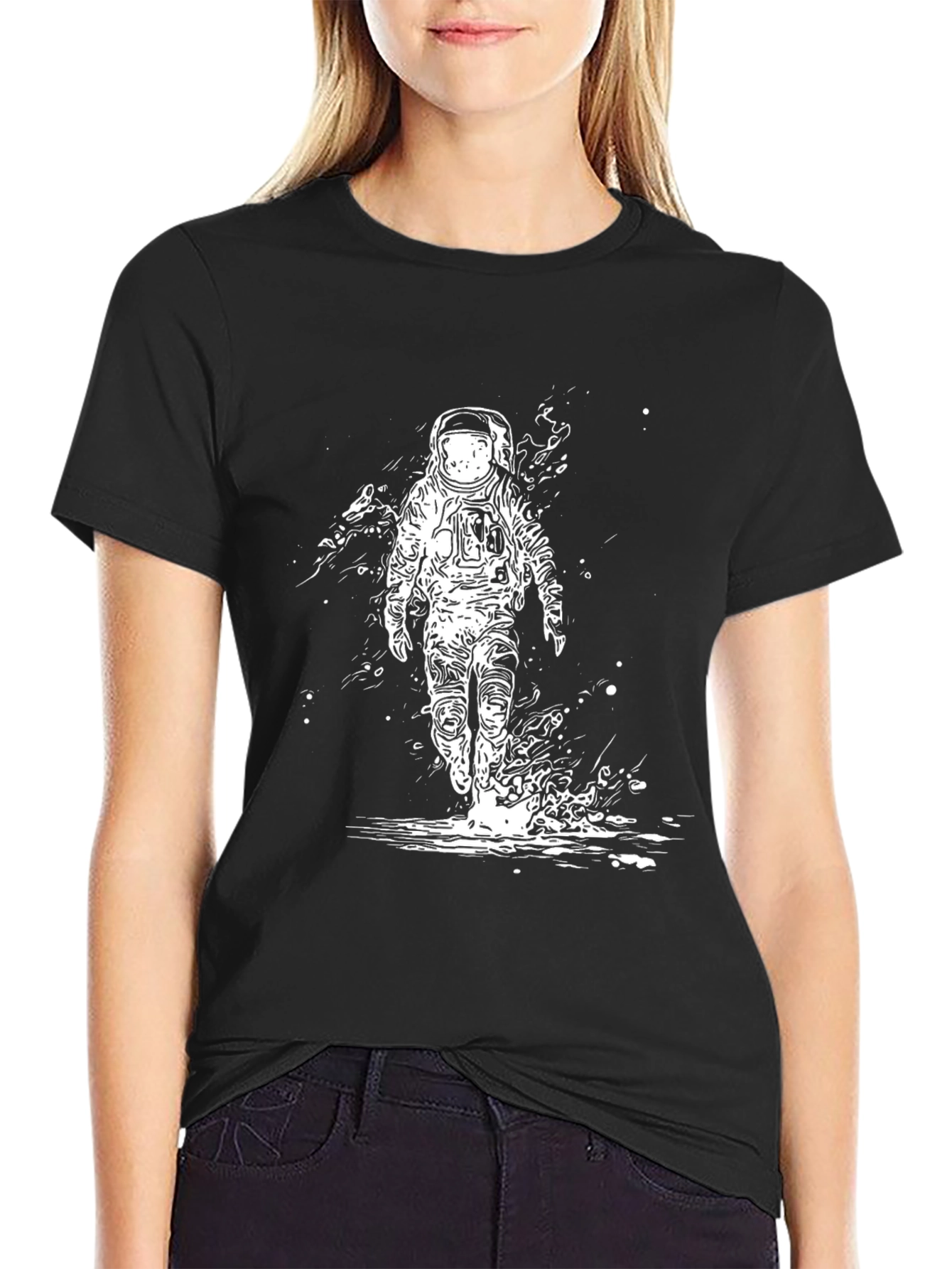 Astronaut Graphic Black T-Shirt - Space Explorer Tee