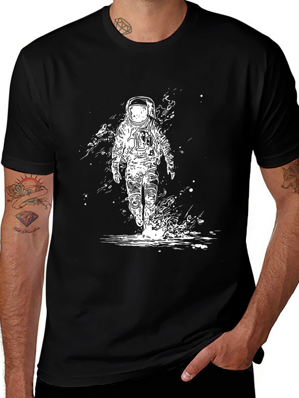 Astronaut Graphic Black T-Shirt - Space Explorer Tee