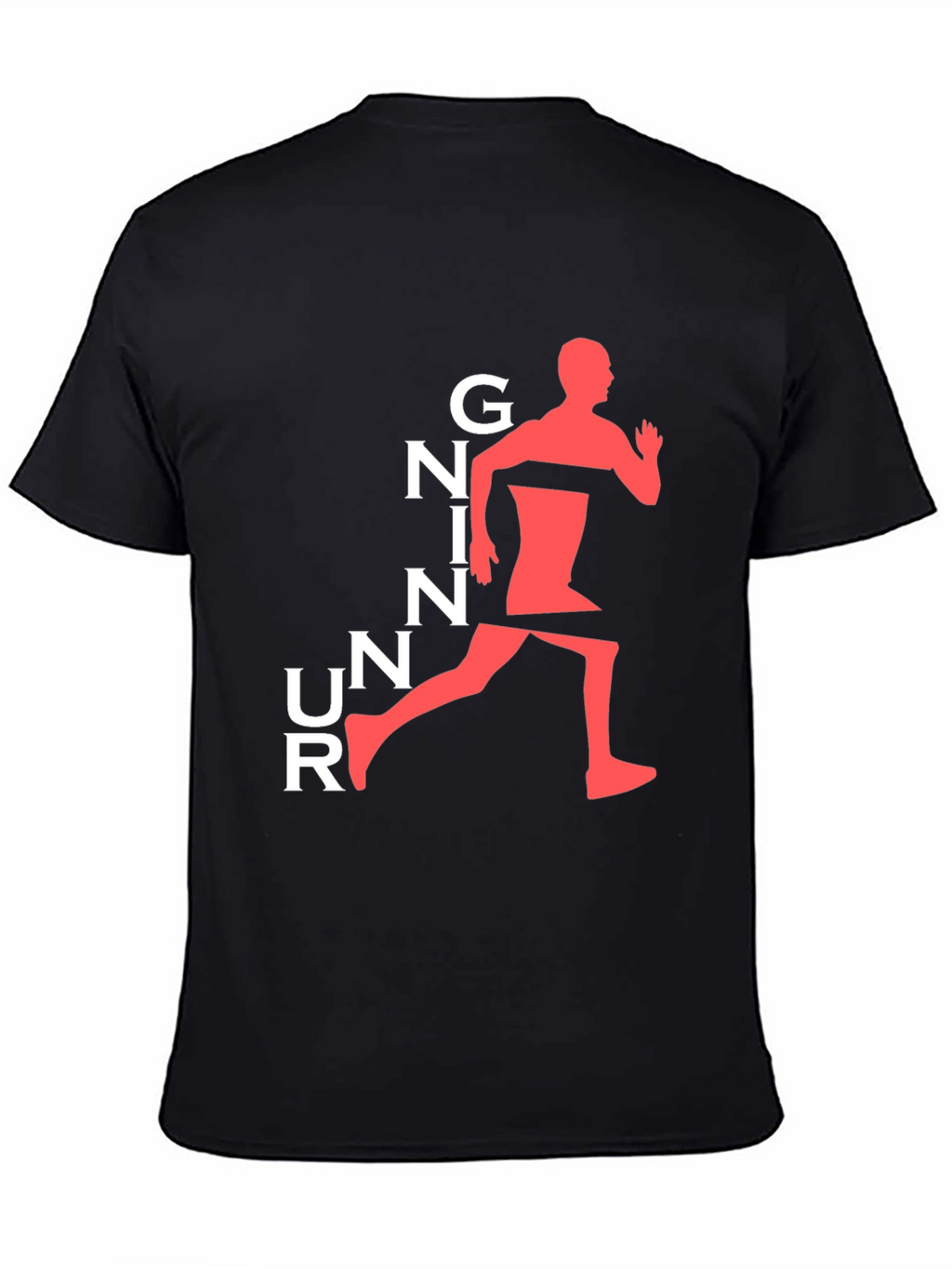 Running Man Graphic Tee - Black Cotton T-Shirt