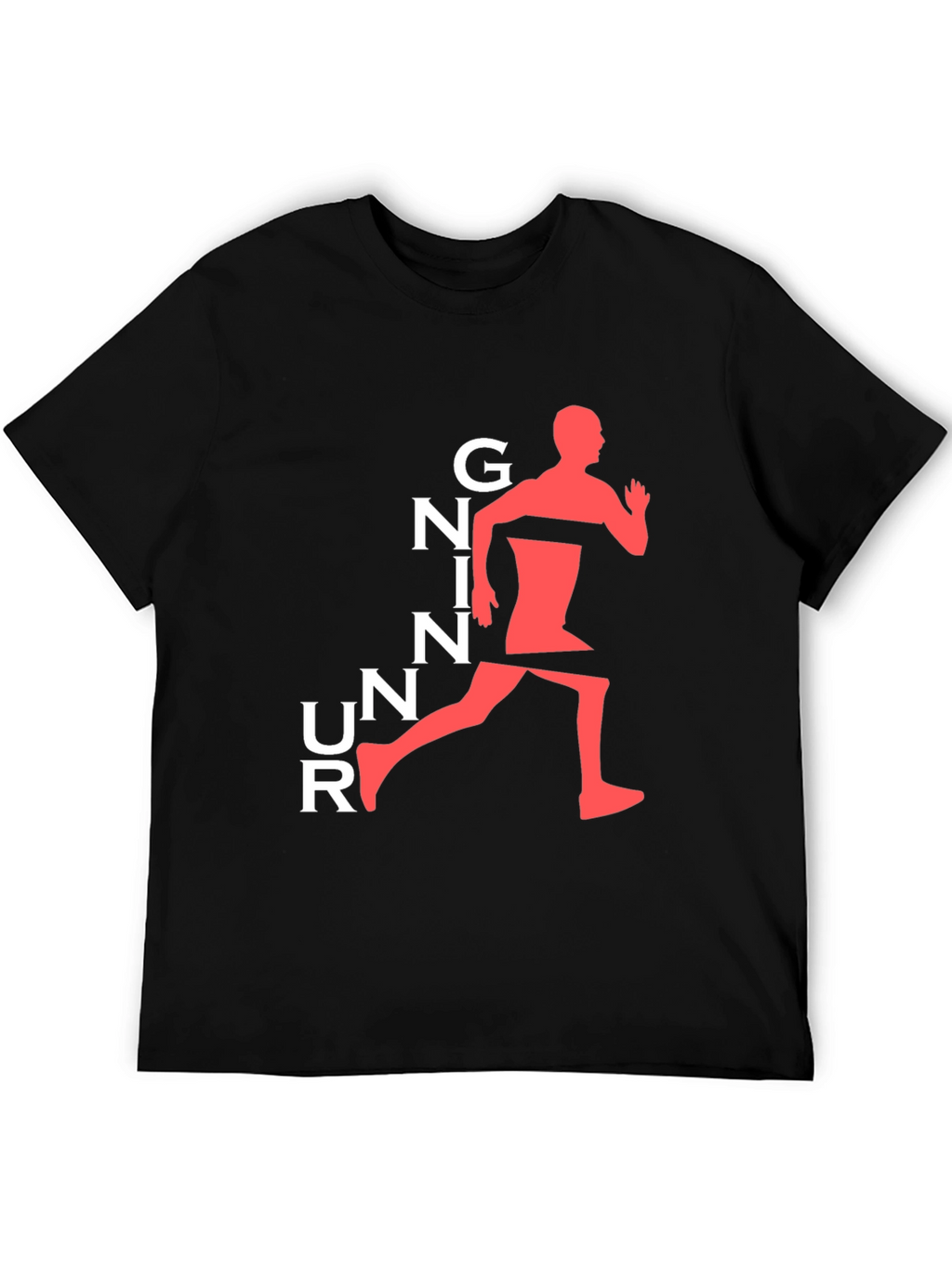 Running Man Graphic Tee - Black Cotton T-Shirt