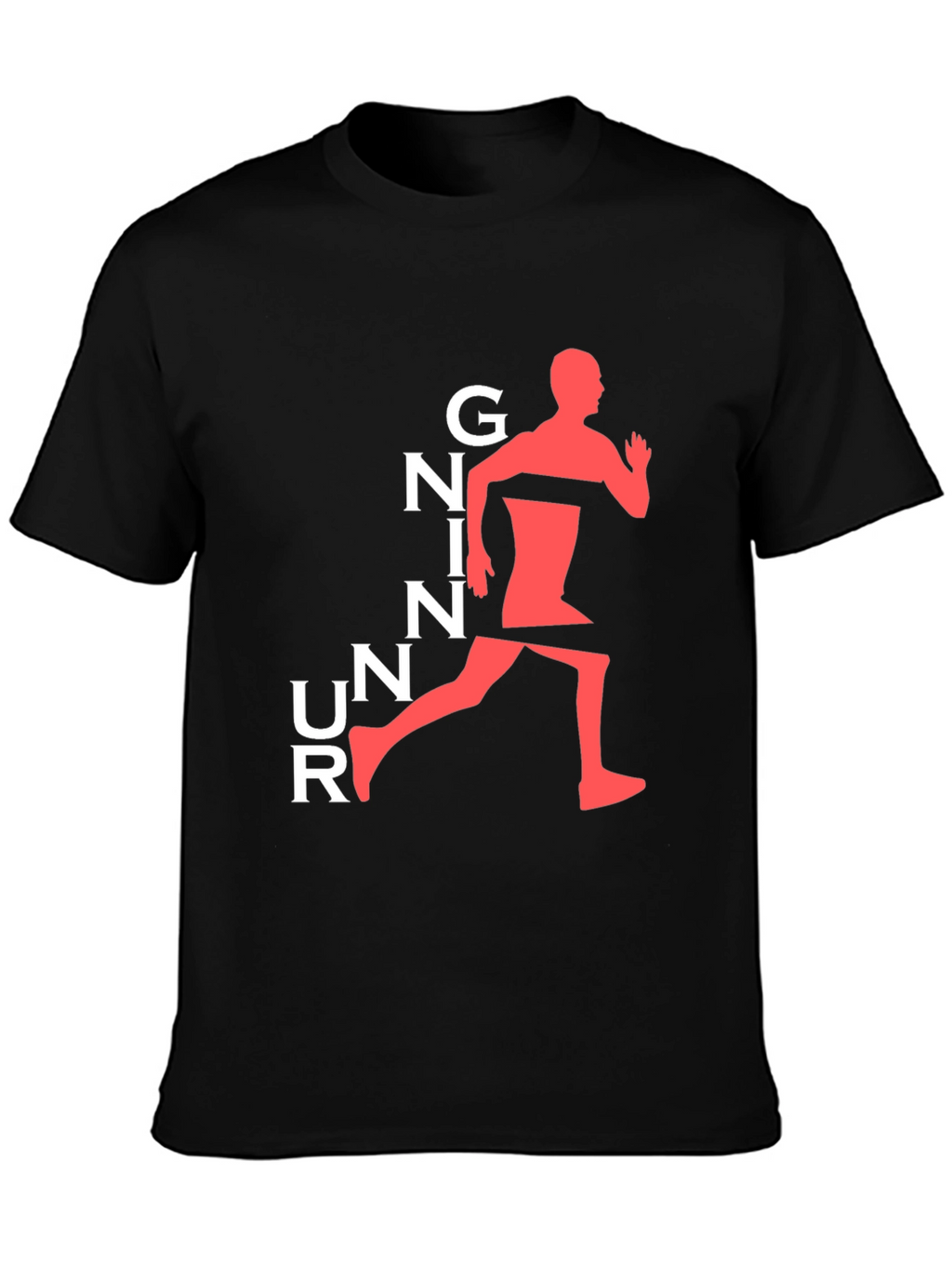 Running Man Graphic Tee - Black Cotton T-Shirt