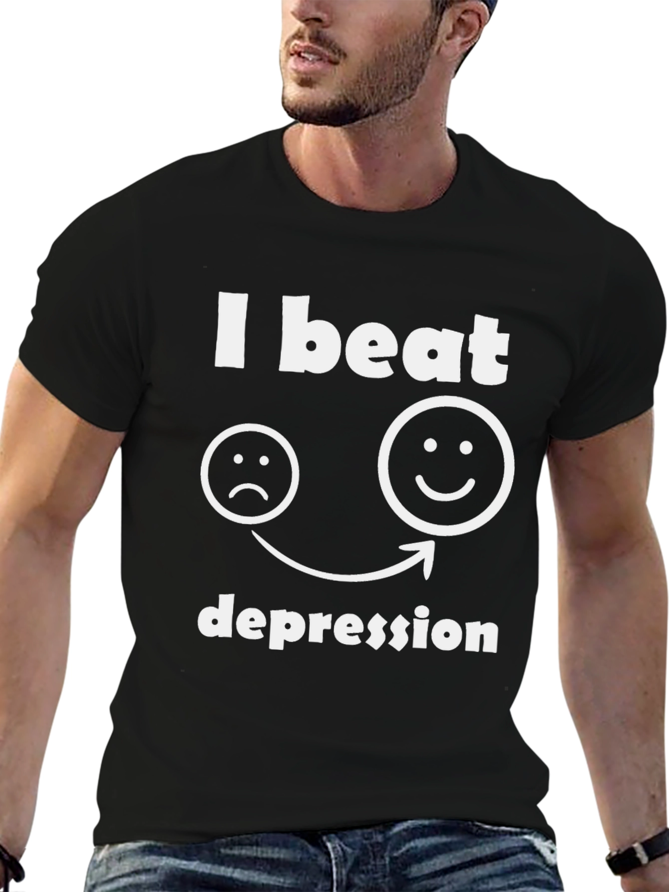 I Beat Depression T-Shirt Graphic Tee