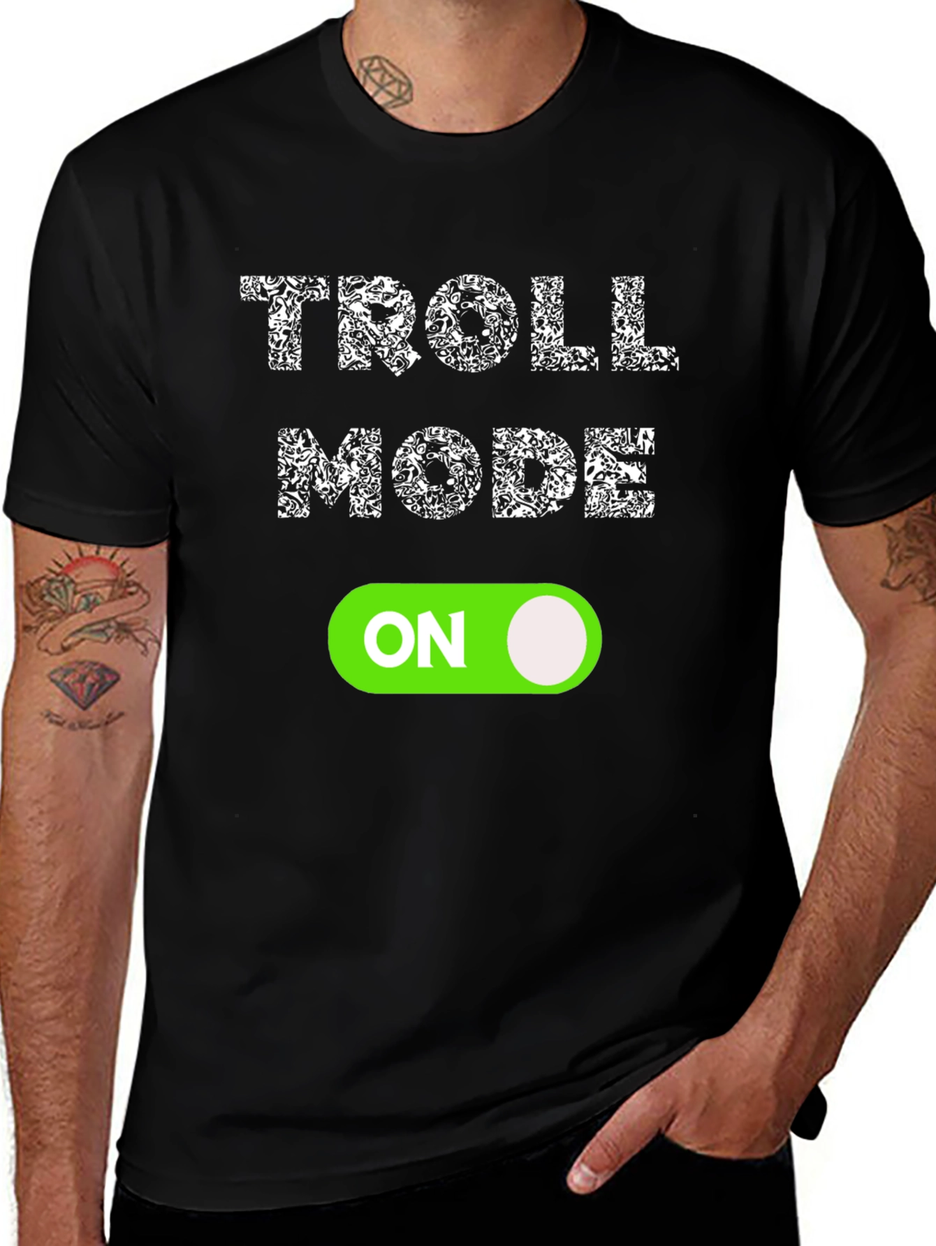 Troll Mode ON Black Graphic Tee
