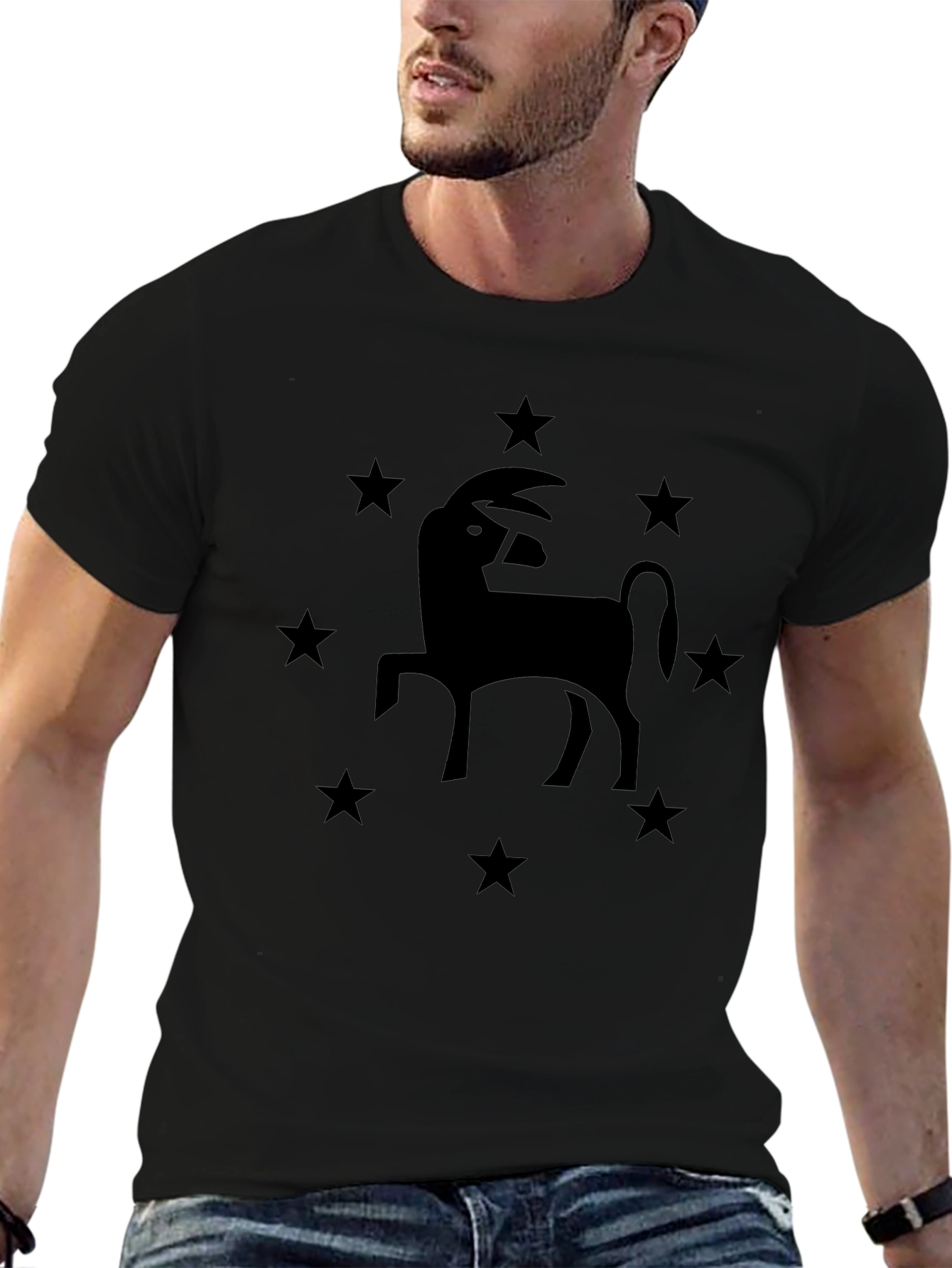 Starry Goat Tee - Black Graphic T-Shirt