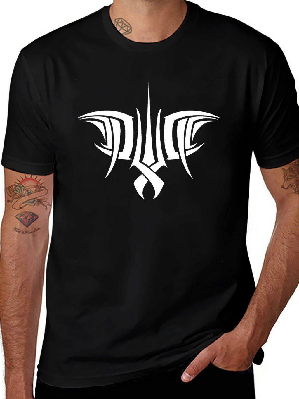 Tribal Style Graphic Black T-Shirt