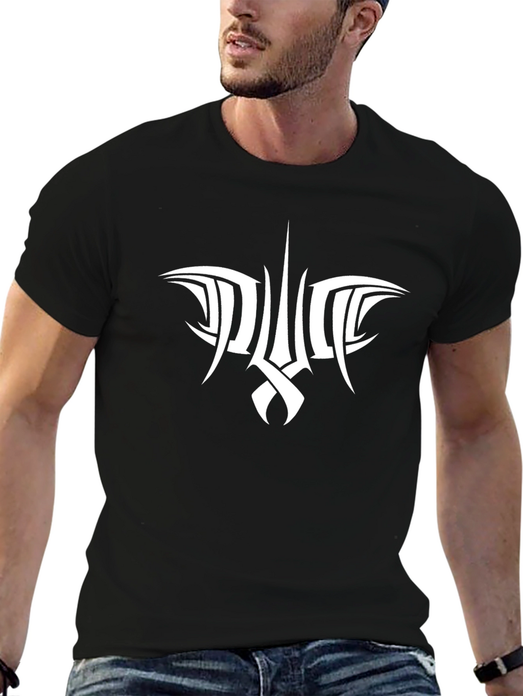 Tribal Style Graphic Black T-Shirt