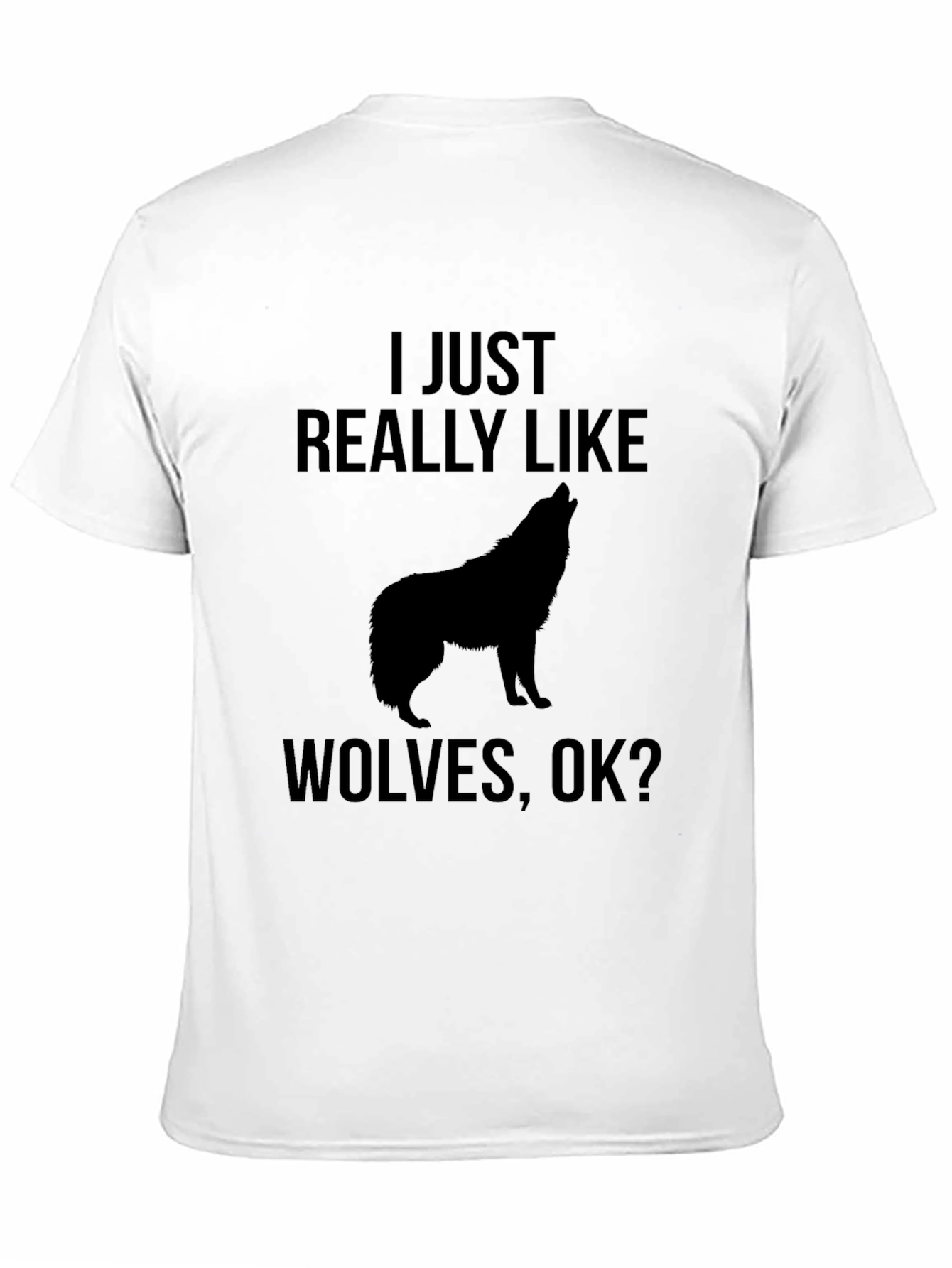 I Just Really Like Wolves Black Graphic Tee