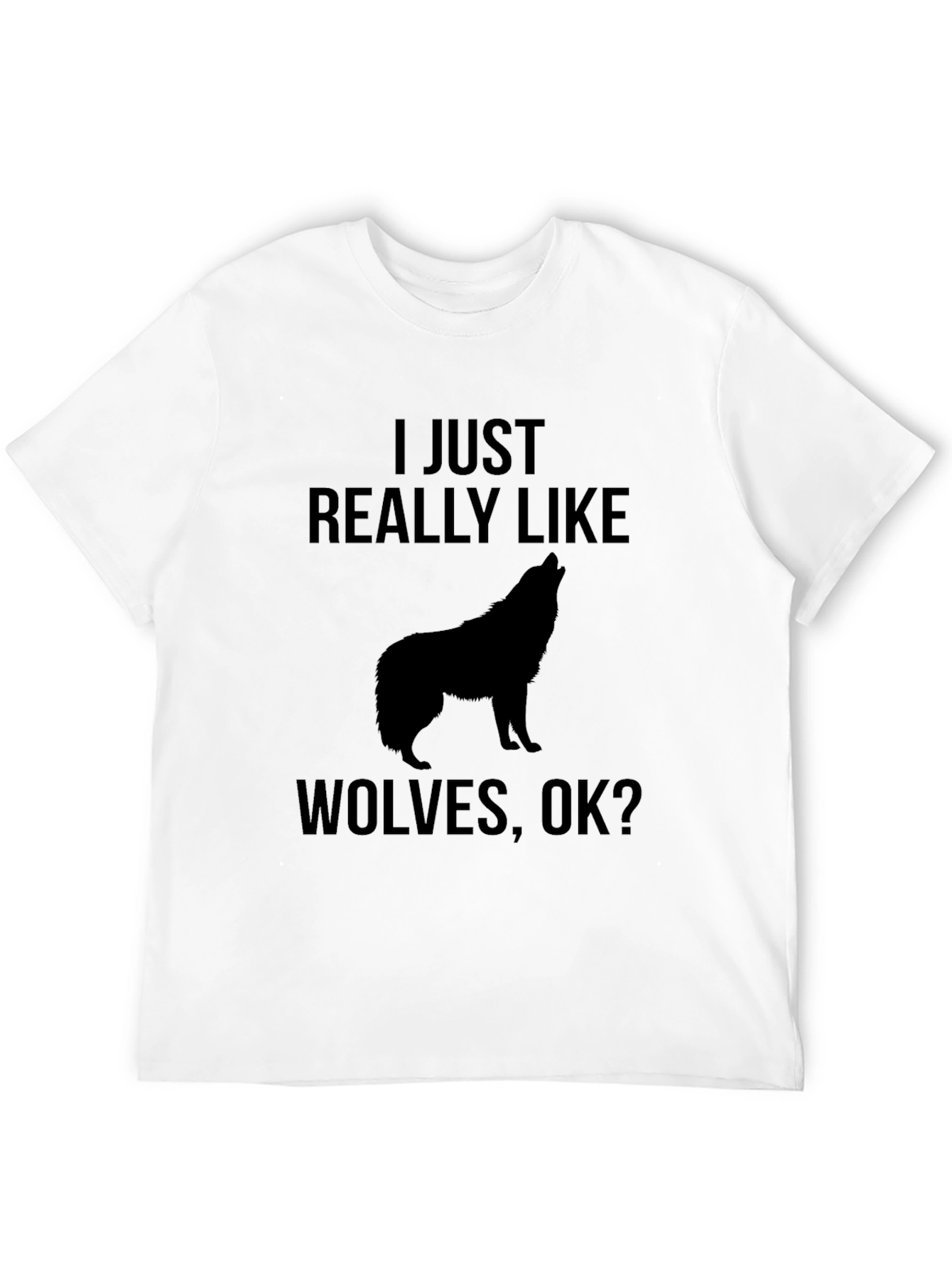 I Just Really Like Wolves Black Graphic Tee