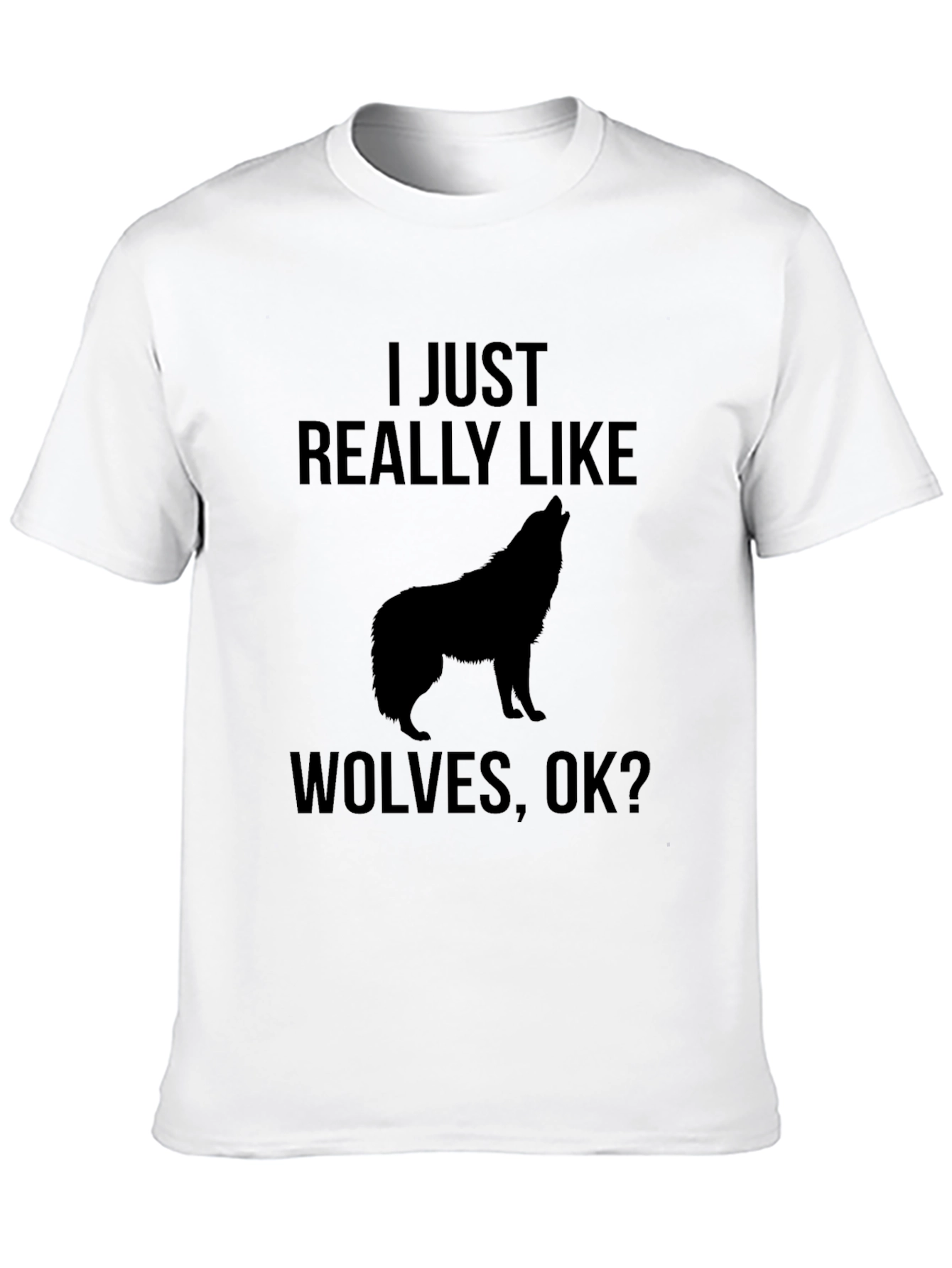 I Just Really Like Wolves Black Graphic Tee