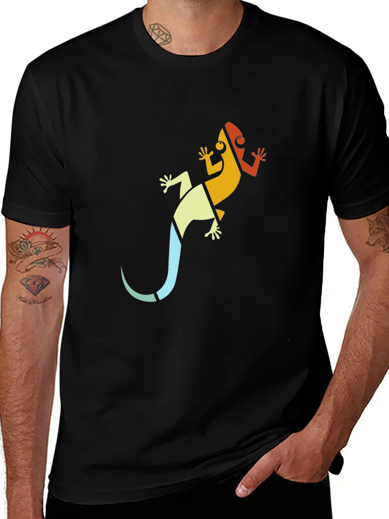 Cool Lizard Graphic Tee - Black T-Shirt for Men