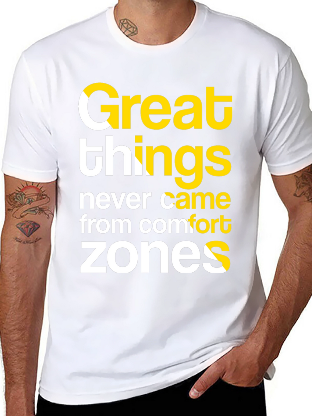 Inspirational T-Shirt: Great Things Comfort Zones