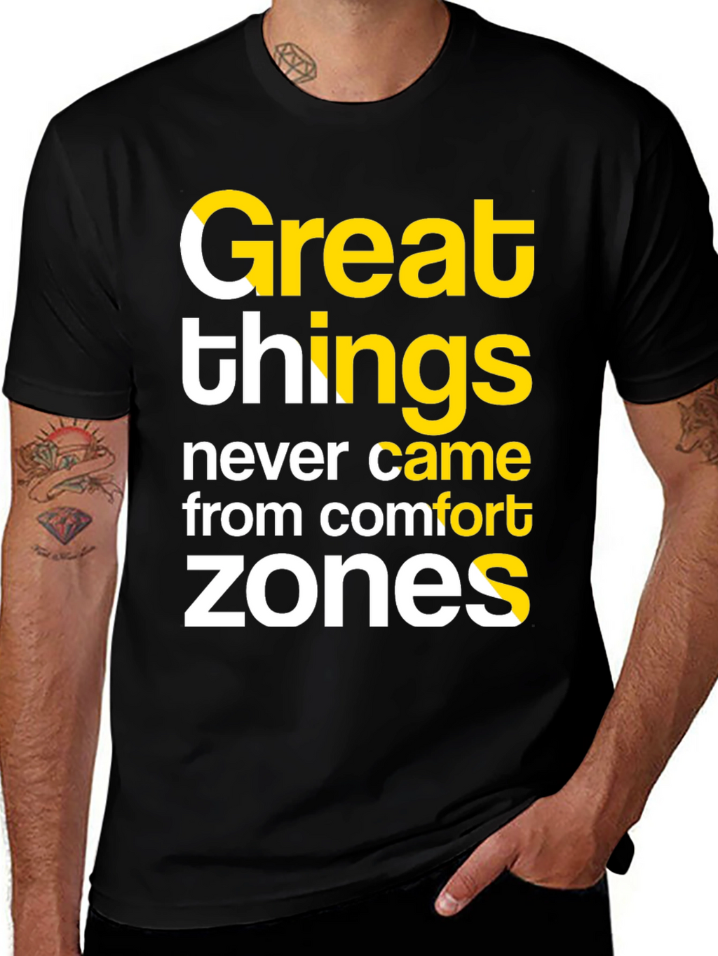 Inspirational T-Shirt: Great Things Comfort Zones