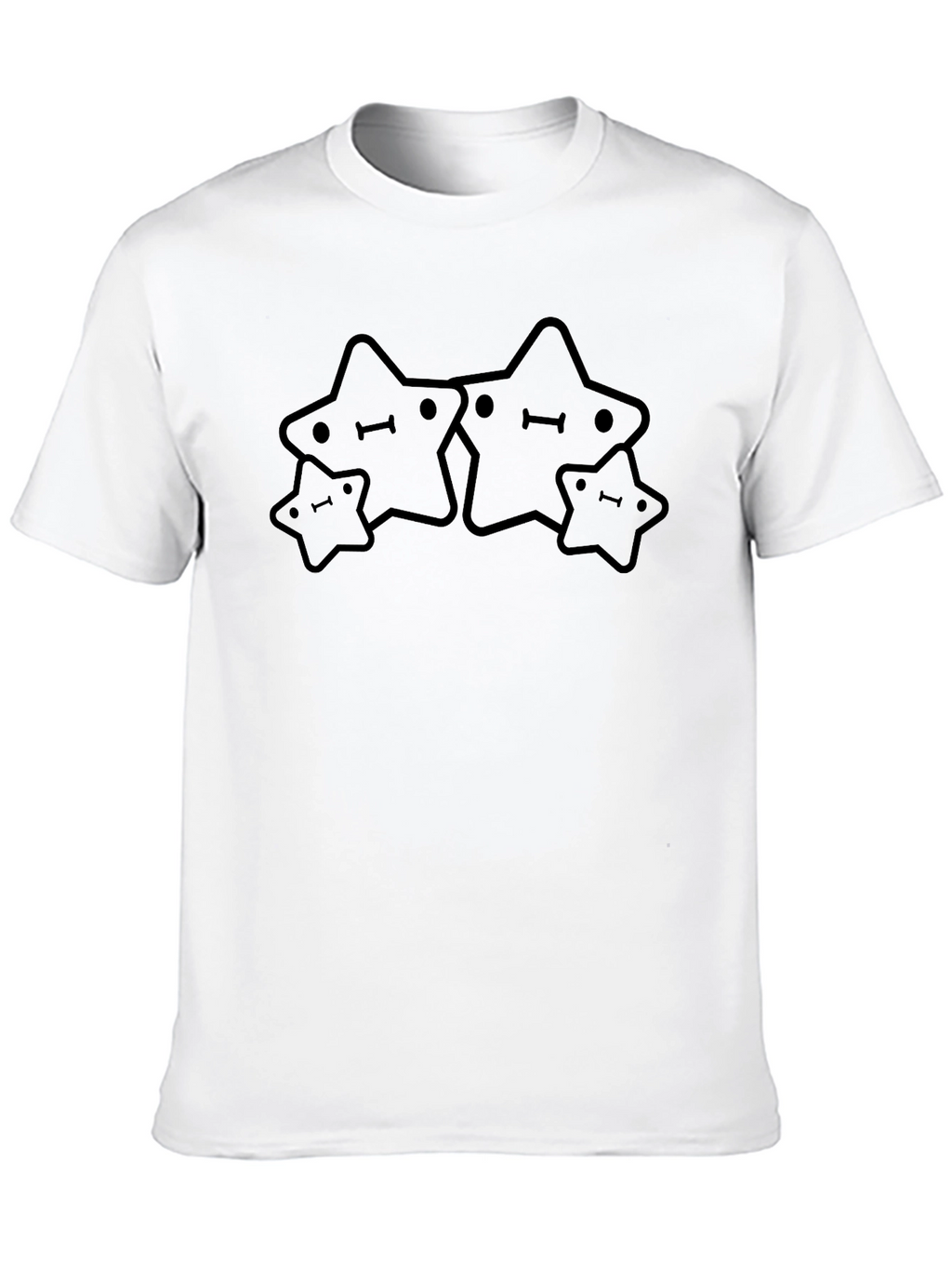 Cute Starry Crew Neck Tee - Soft Black