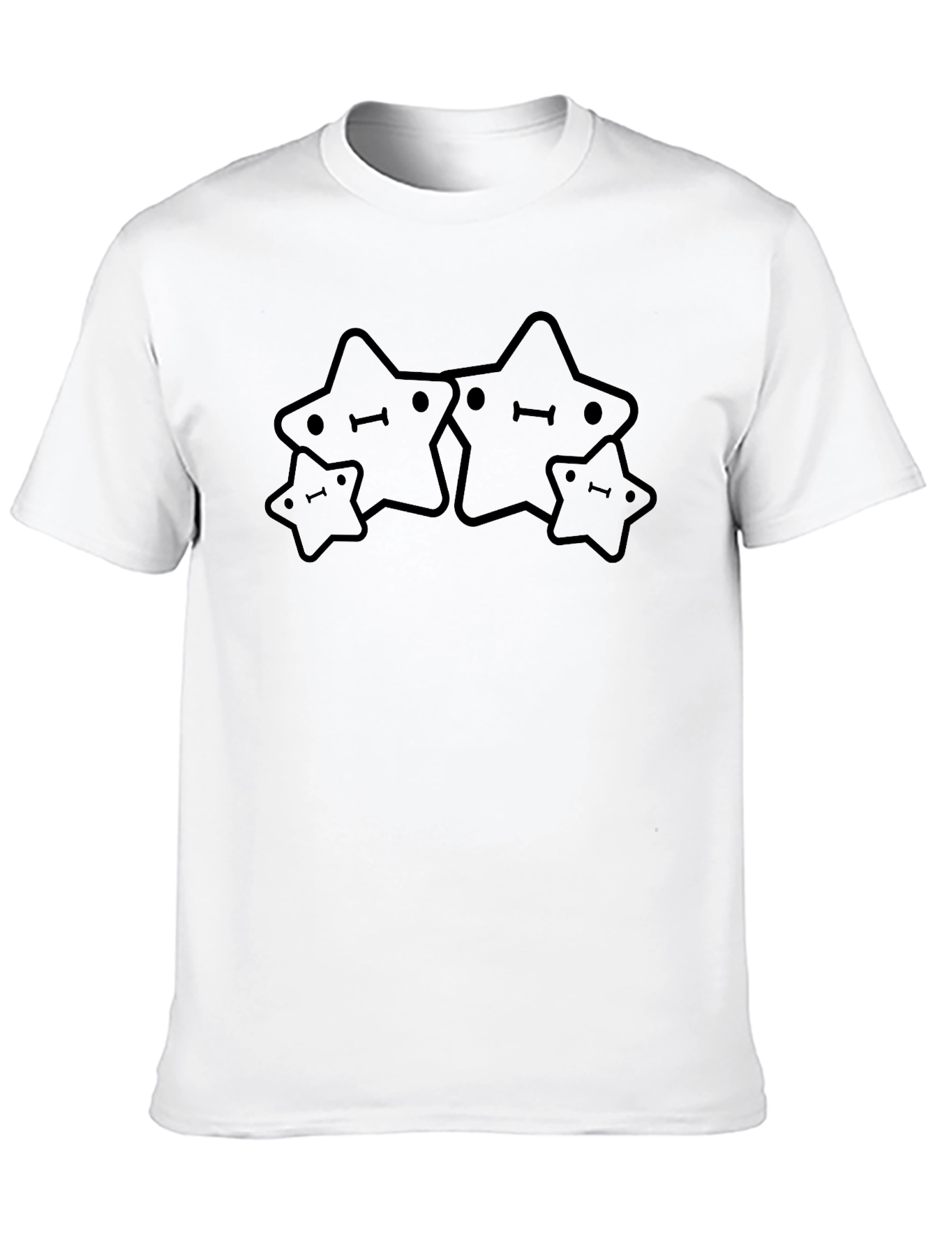 Cute Starry Crew Neck Tee - Soft Black