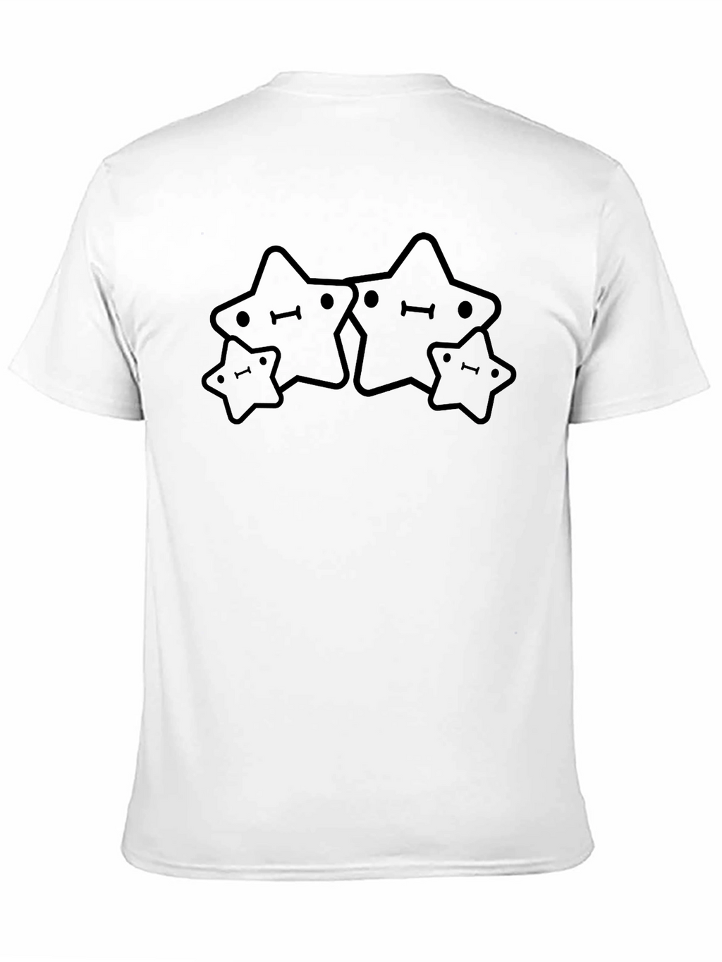 Cute Starry Crew Neck Tee - Soft Black