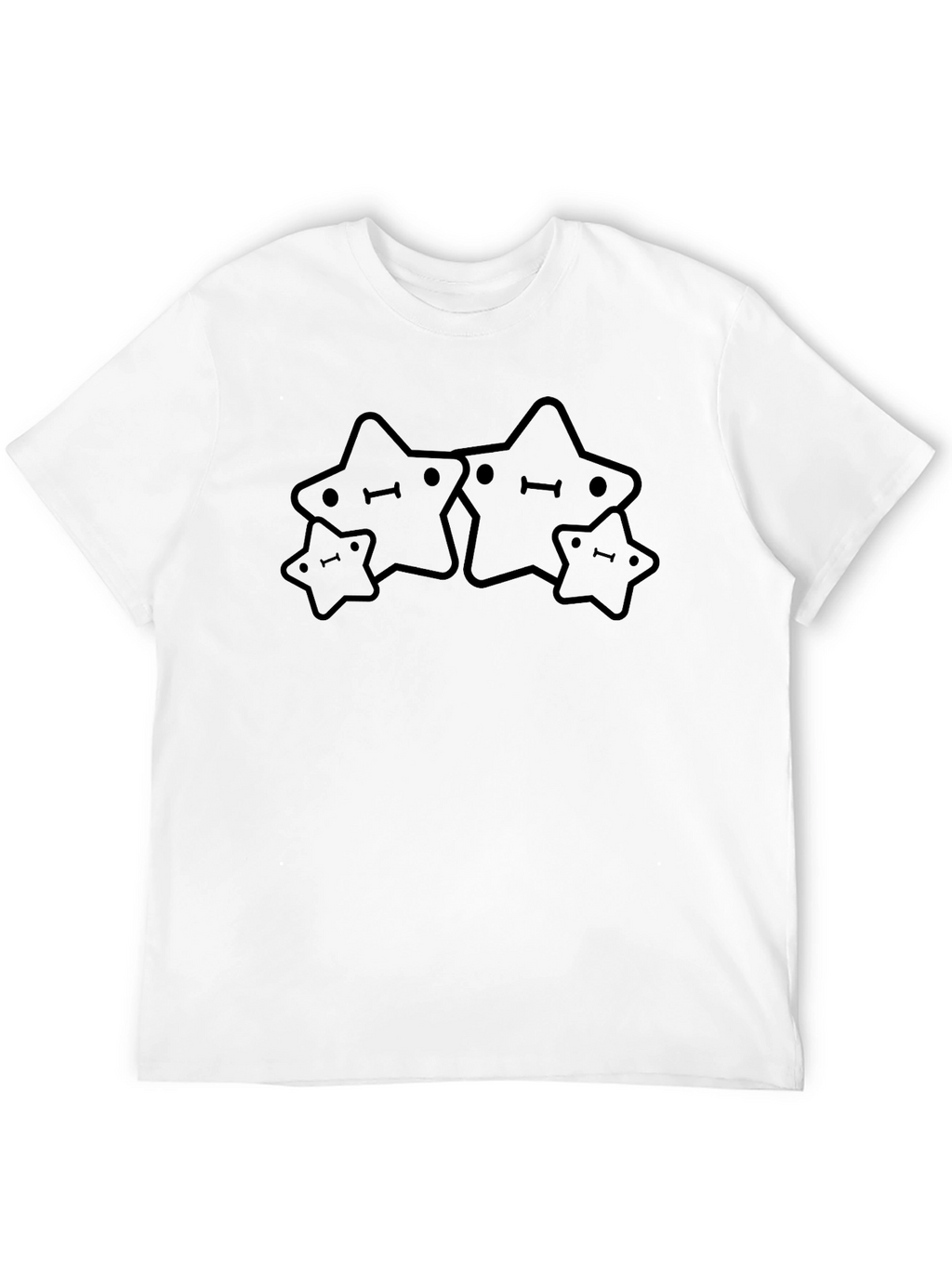 Cute Starry Crew Neck Tee - Soft Black