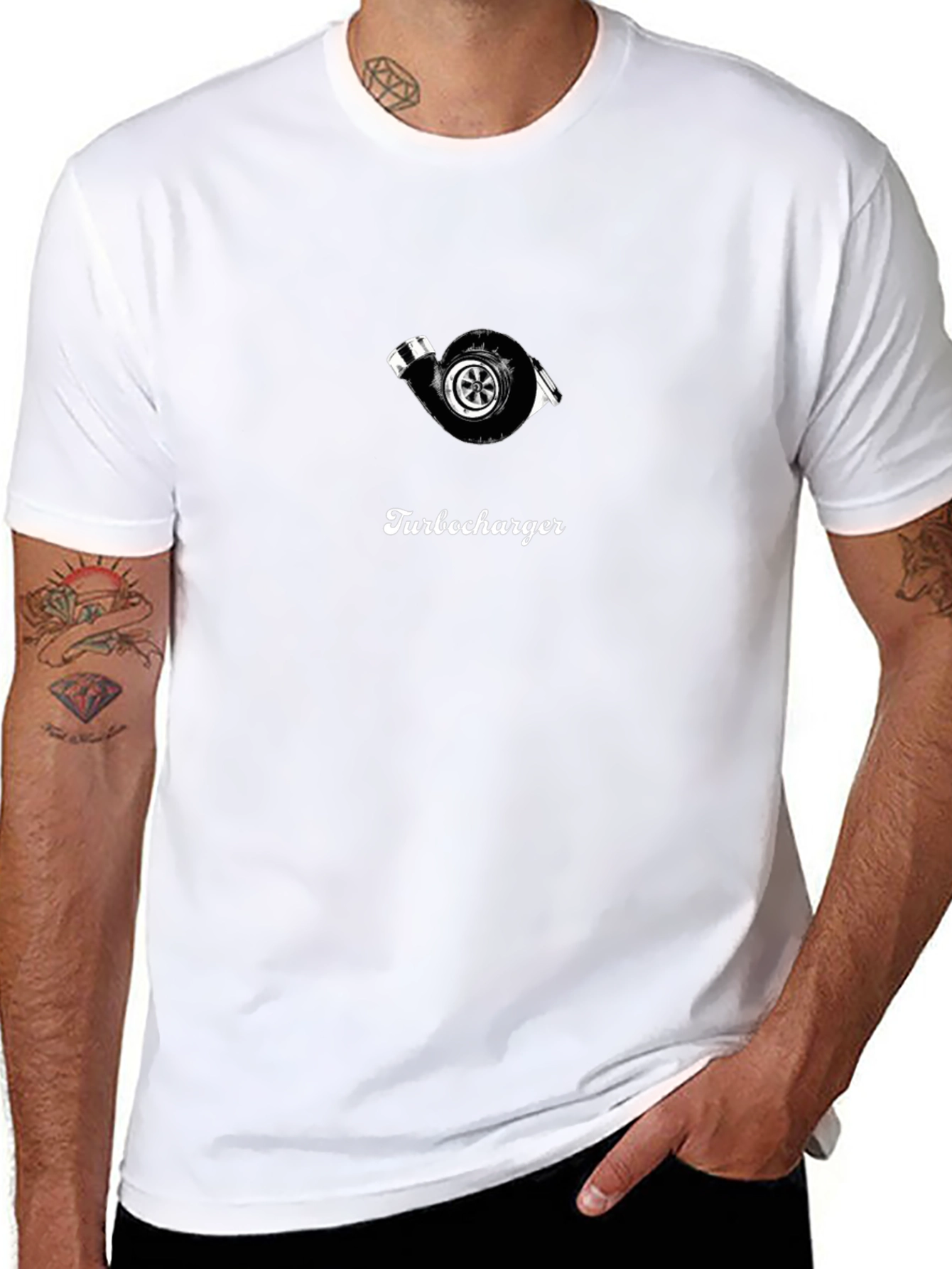 Turbocharger T-Shirt - Black Cotton Graphic Tee
