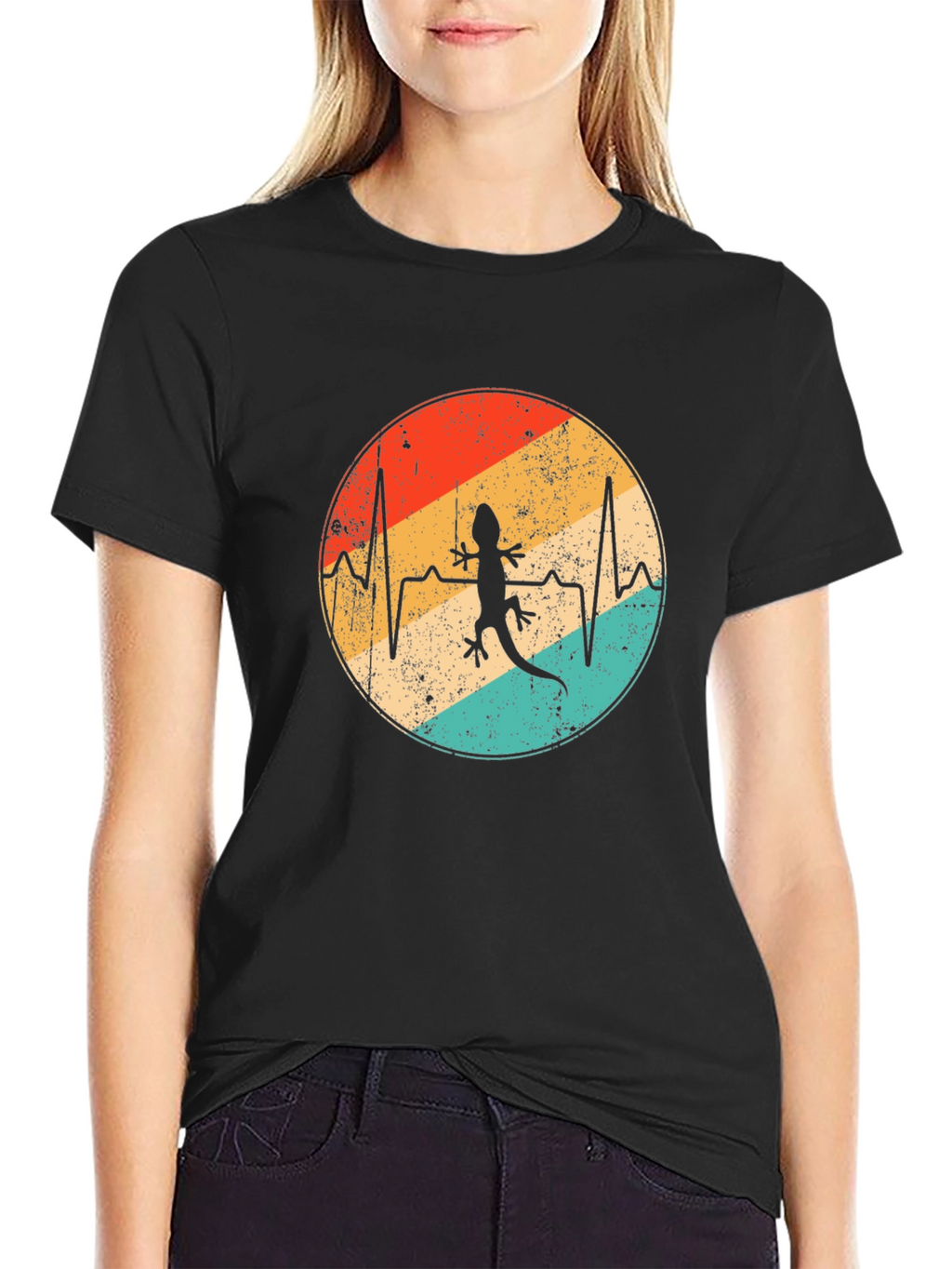 Lizard Heartbeat Graphic Tee - Retro Style