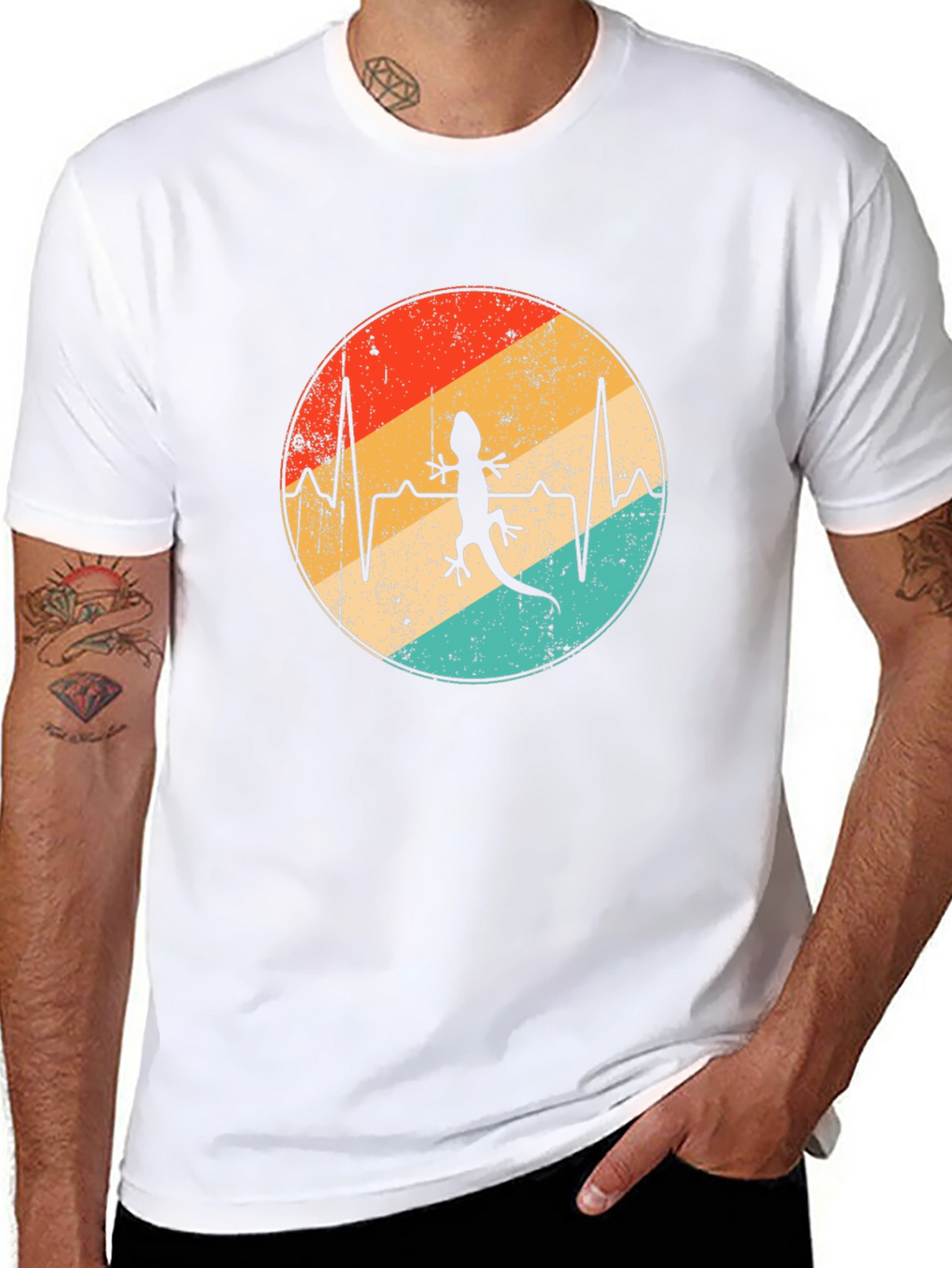 Lizard Heartbeat Graphic Tee - Retro Style