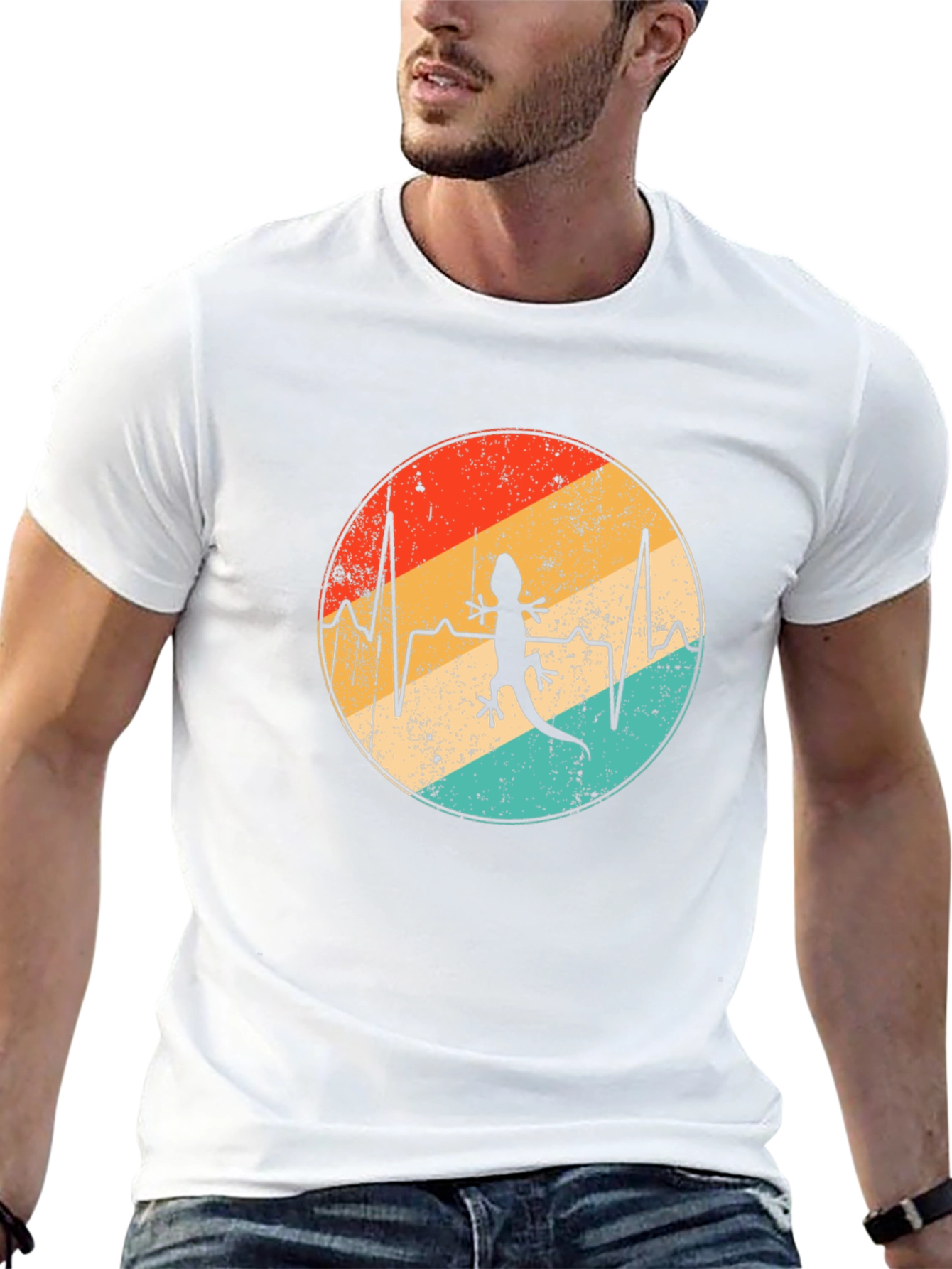 Lizard Heartbeat Graphic Tee - Retro Style
