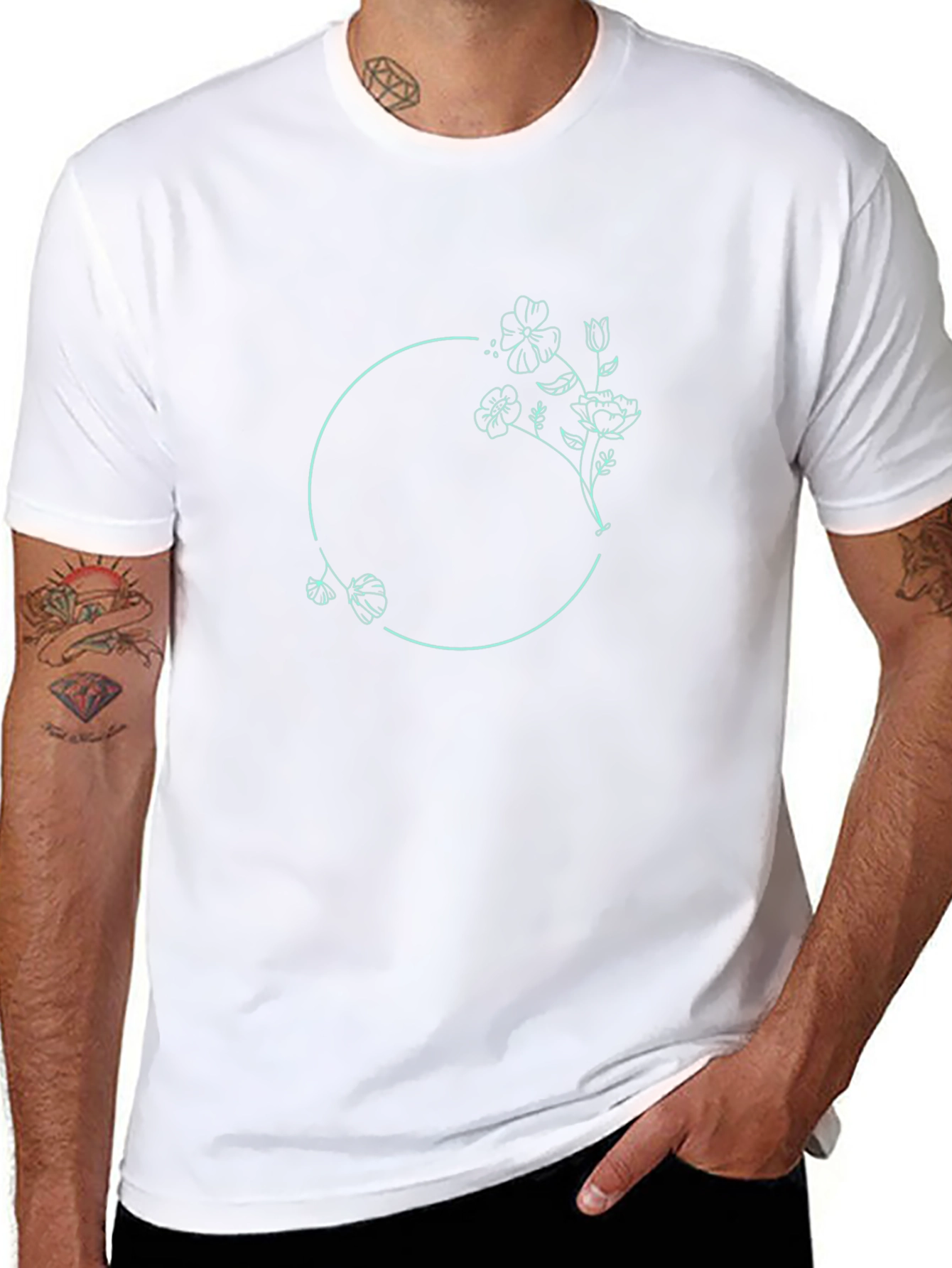 Floral Circle Graphic Tee - Modern Minimalist Design